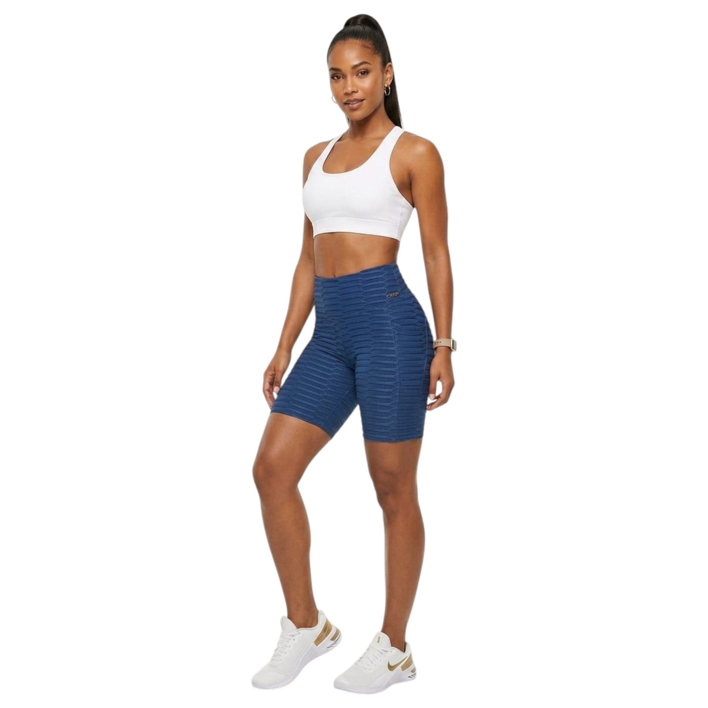 Women's Textured Short Legging,Navy Blue