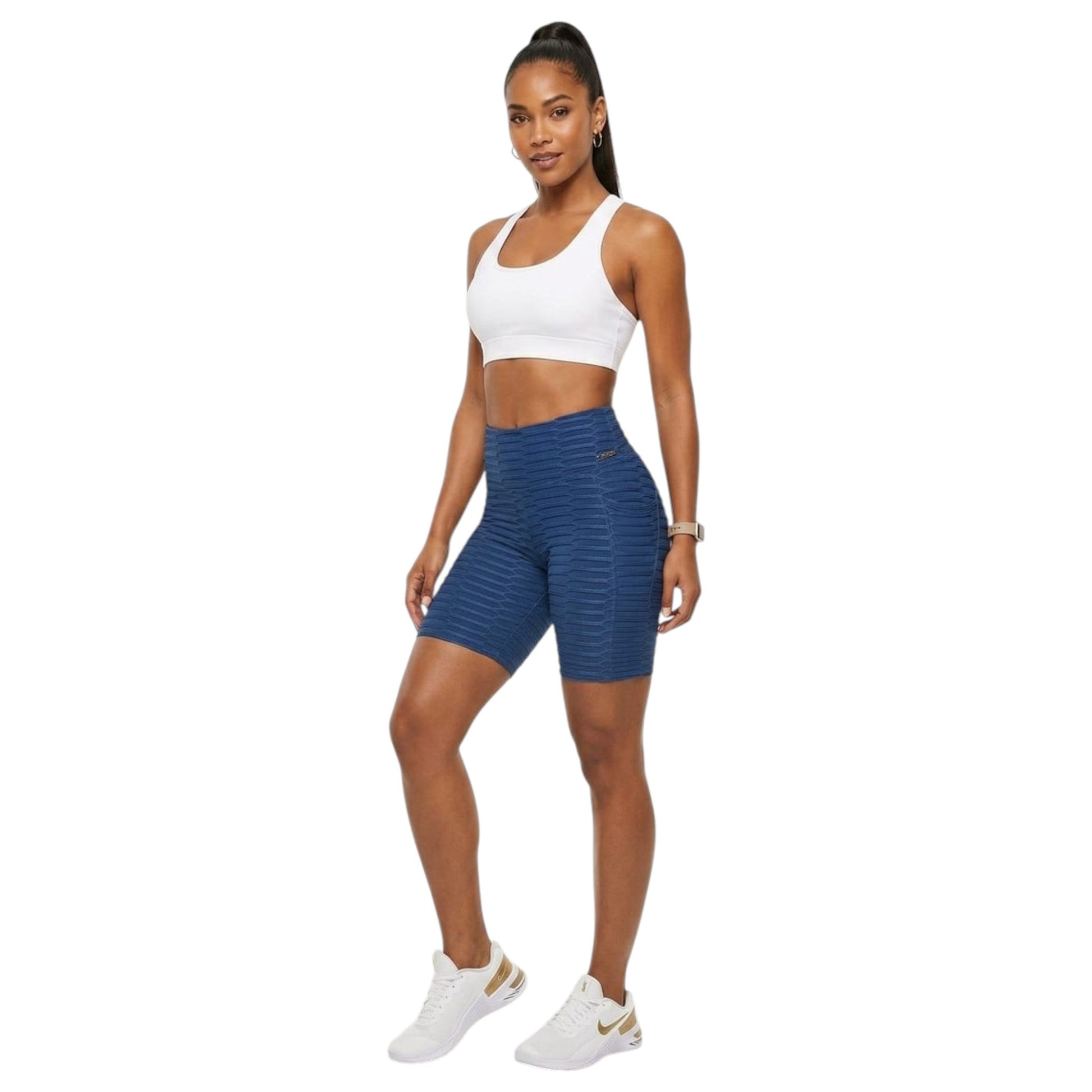 Women's Textured Short Legging,Navy Blue