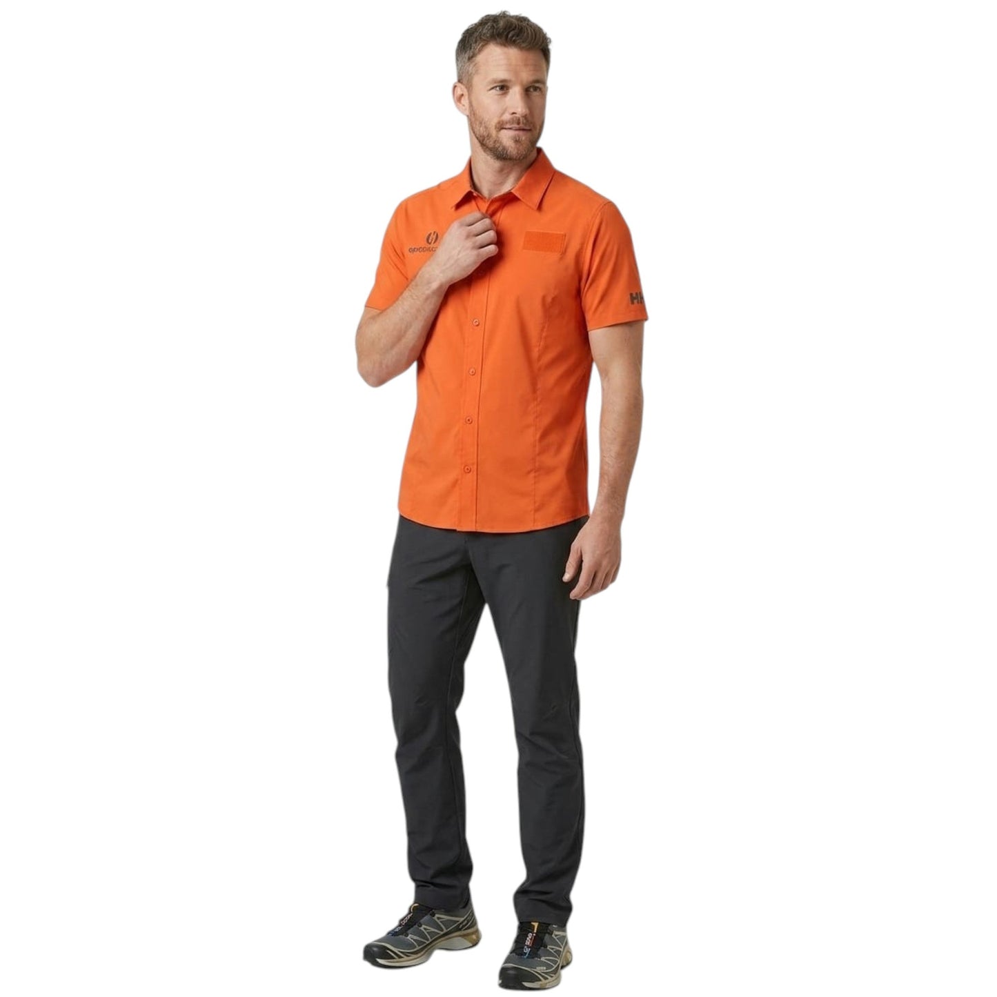 Men's Brand Logo Printed Dress Shirt,Orange
