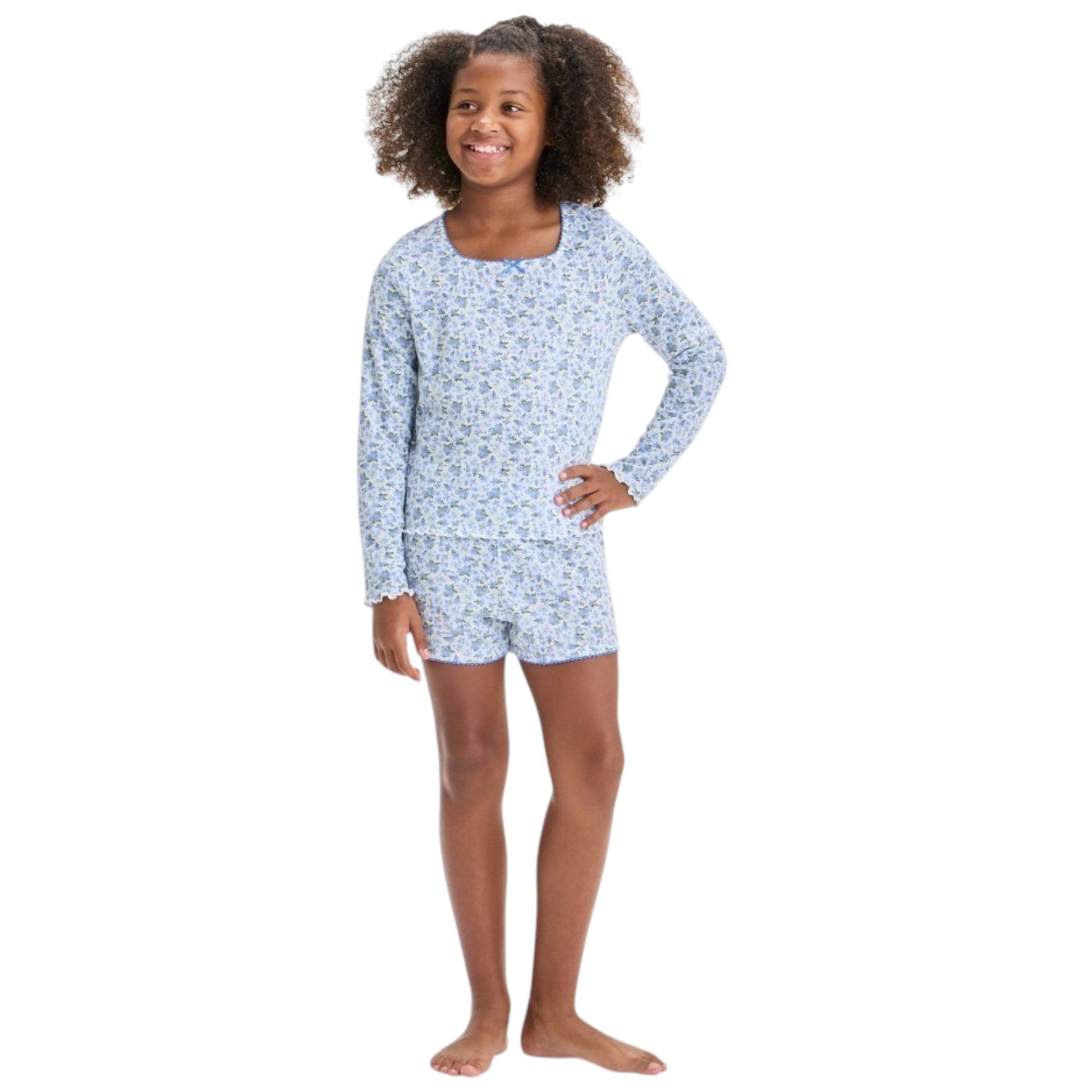 Kids Girl's Floral Printed Sleepwear Set Top&Short,Multi