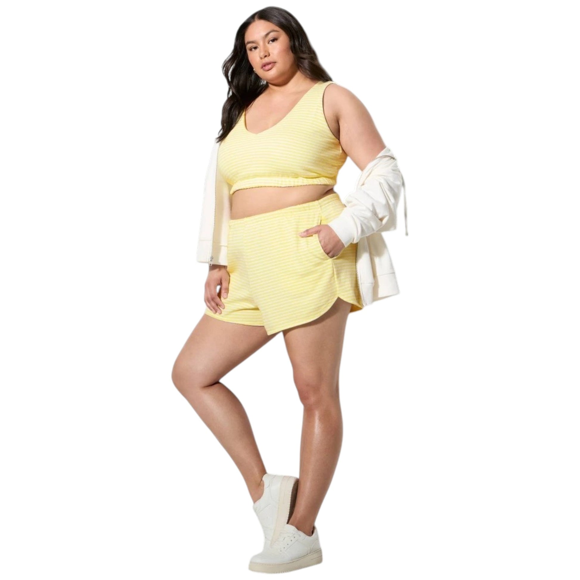 Women's Striped Crop Top,Yellow