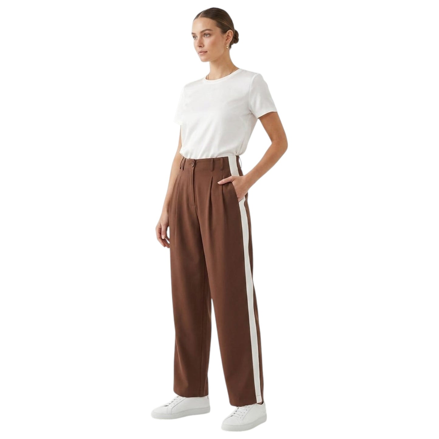 Women's Striped Classic Pant,Brown