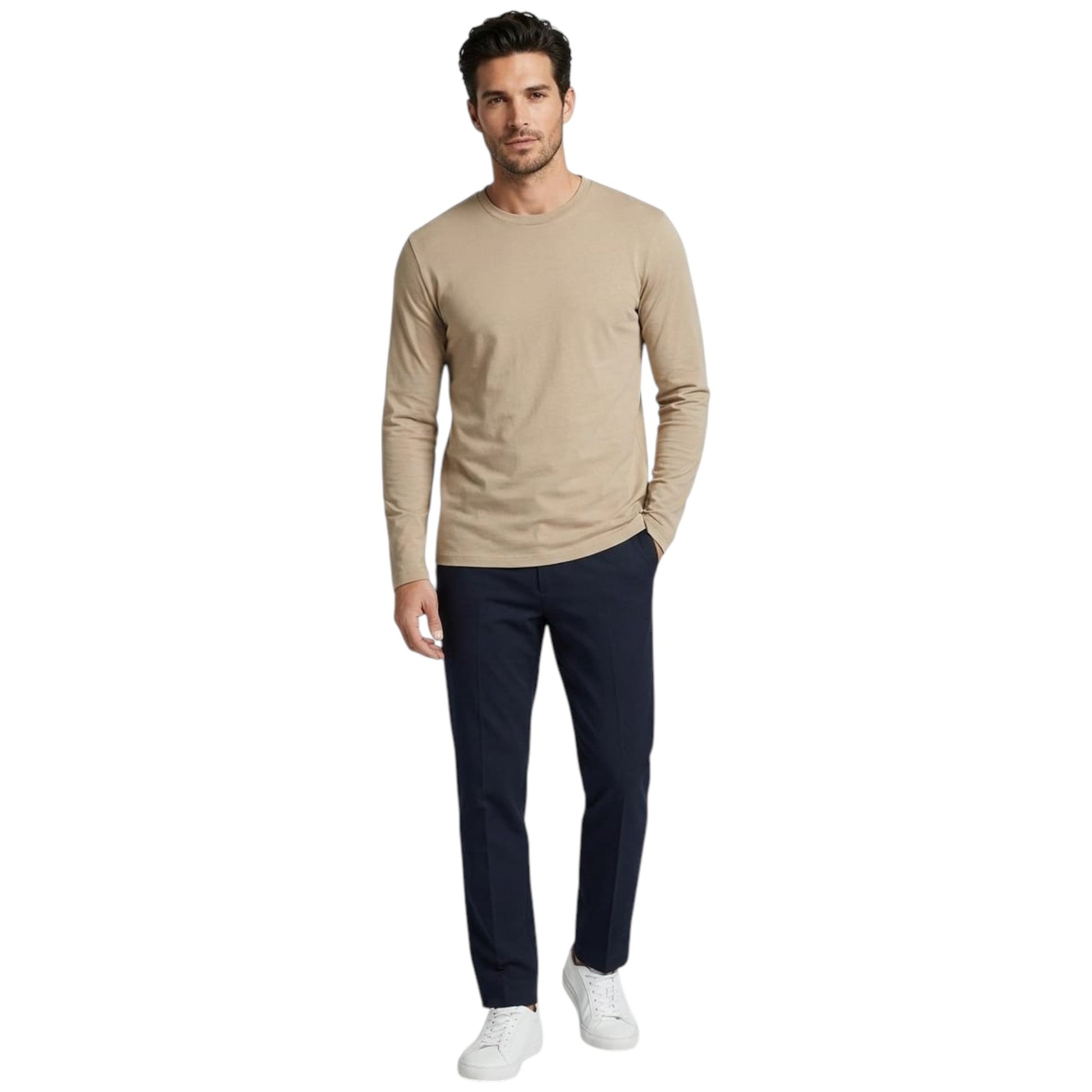 Men's Plain Solid Top,Beige