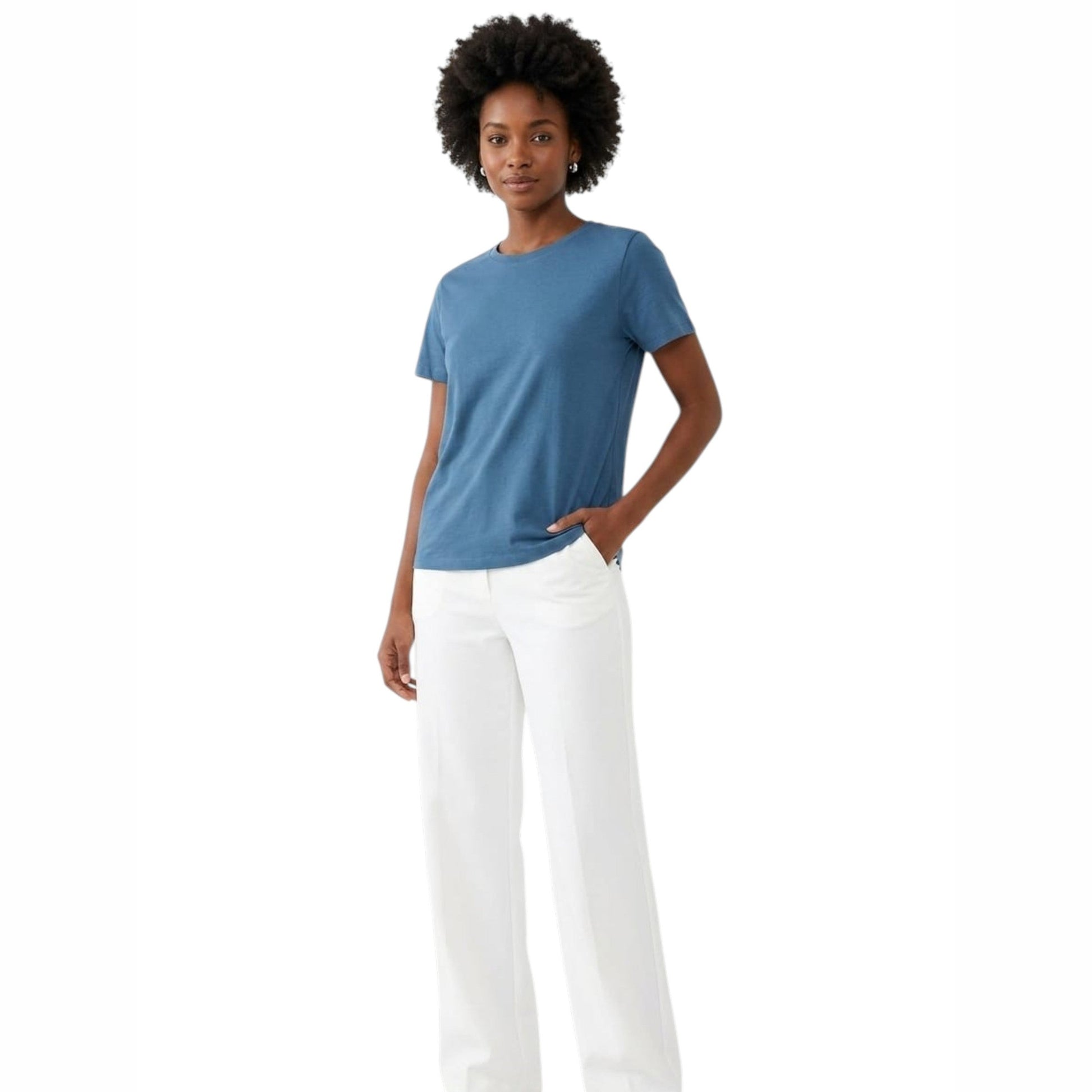 Women's Plain Solid Top,Dusty Blue