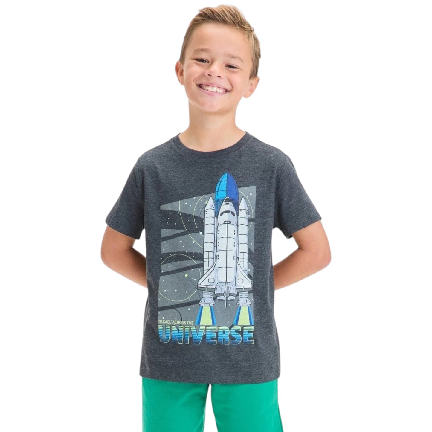 Kids Boy's Printed Top,Dark Grey