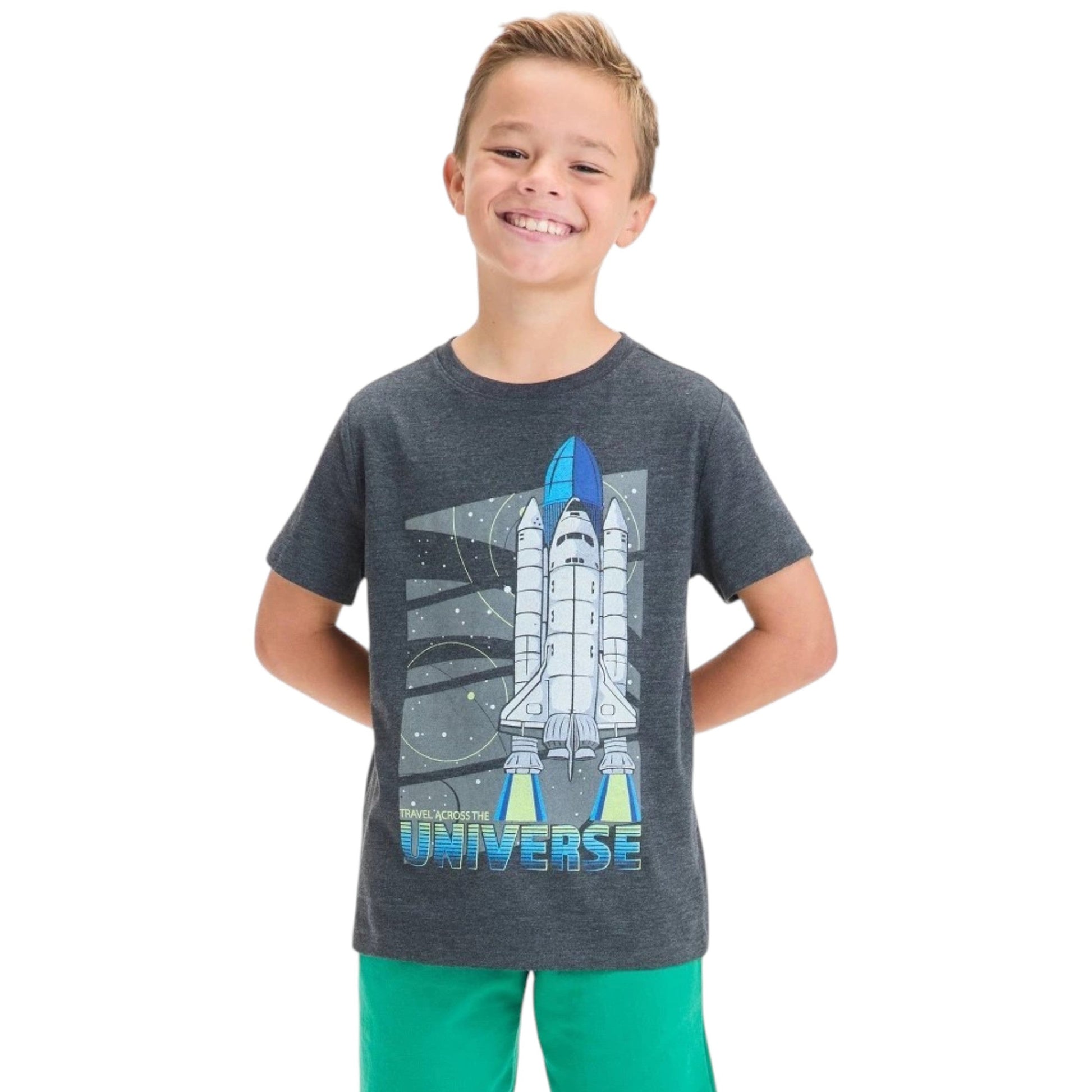 Kids Boy's Printed Top,Dark Grey