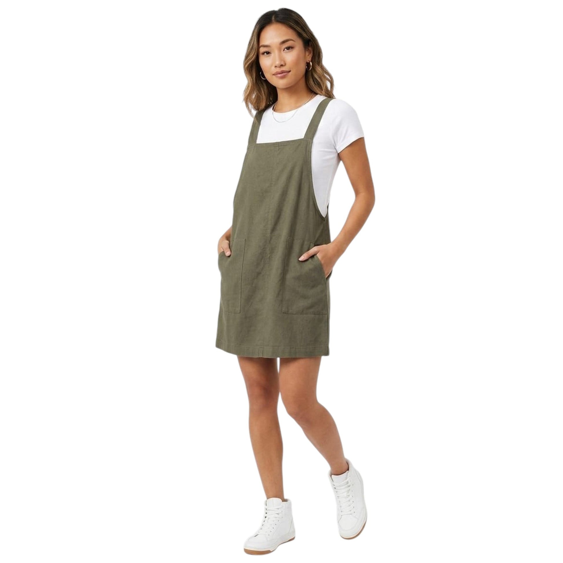 Women's Plain Solid Dress,Olive