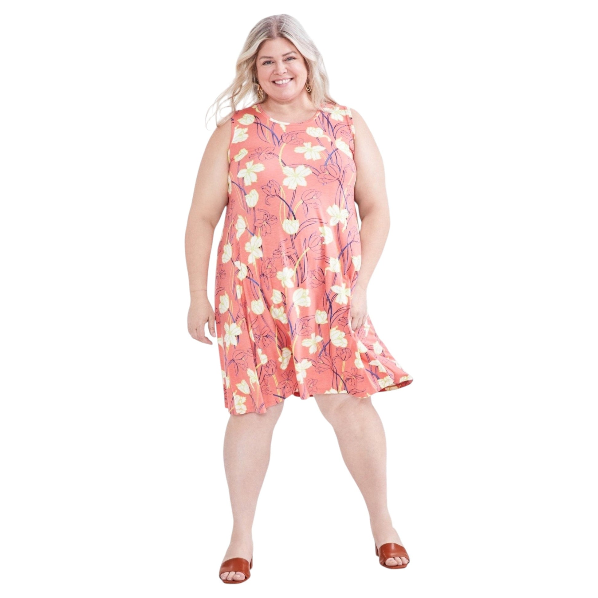 Women's Printed Dress,Coral