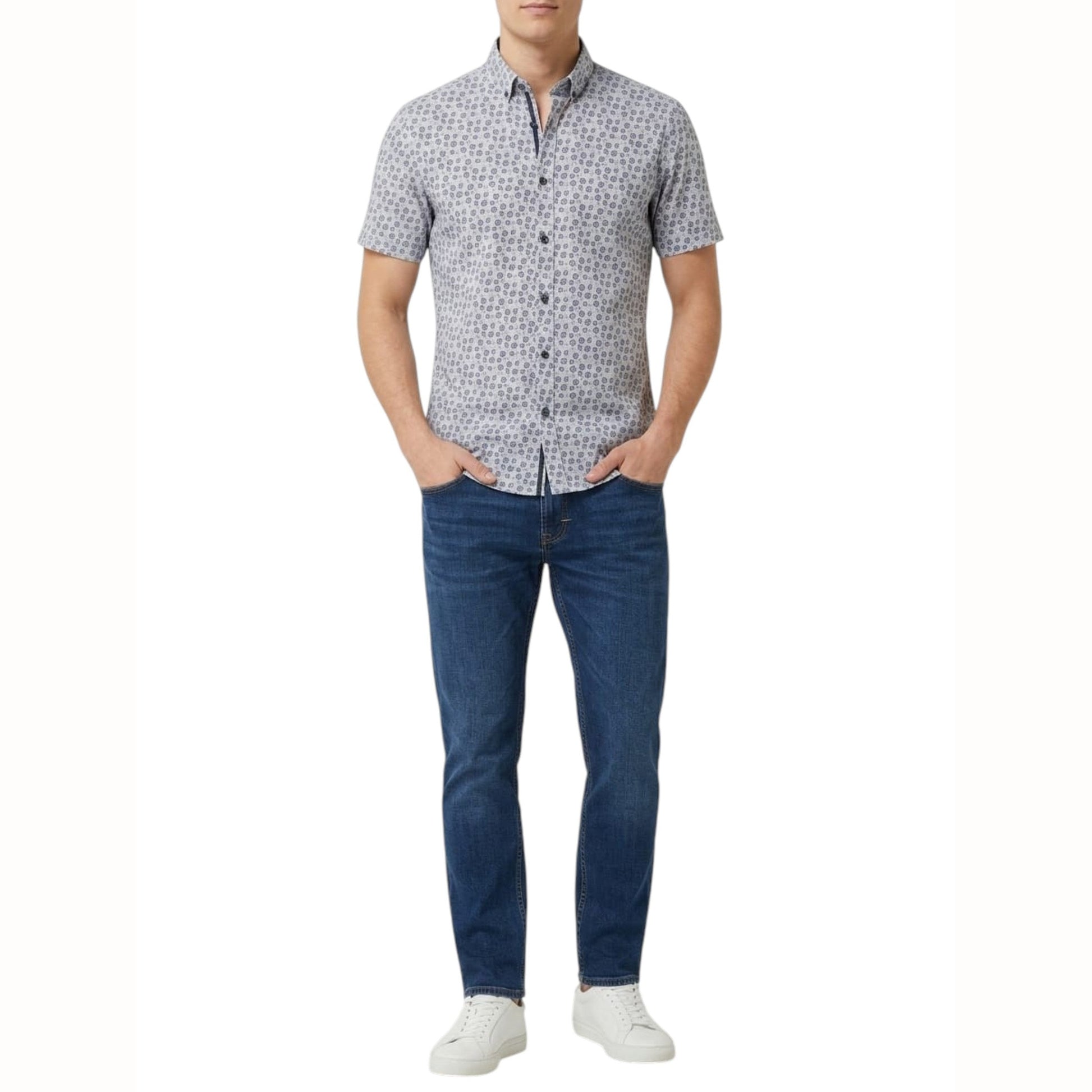 Men's Printed Dress Shirt,Light Blue