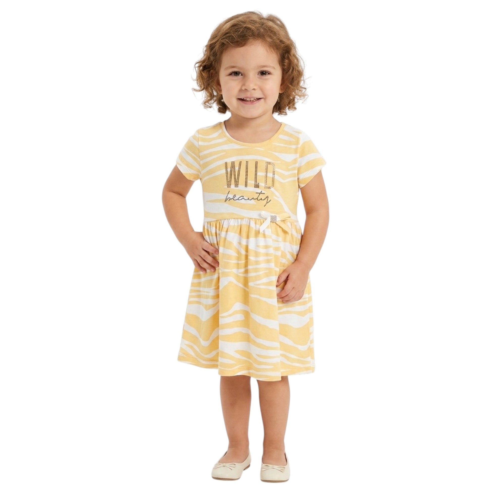 Kids Girl's Printed Dress,Beige