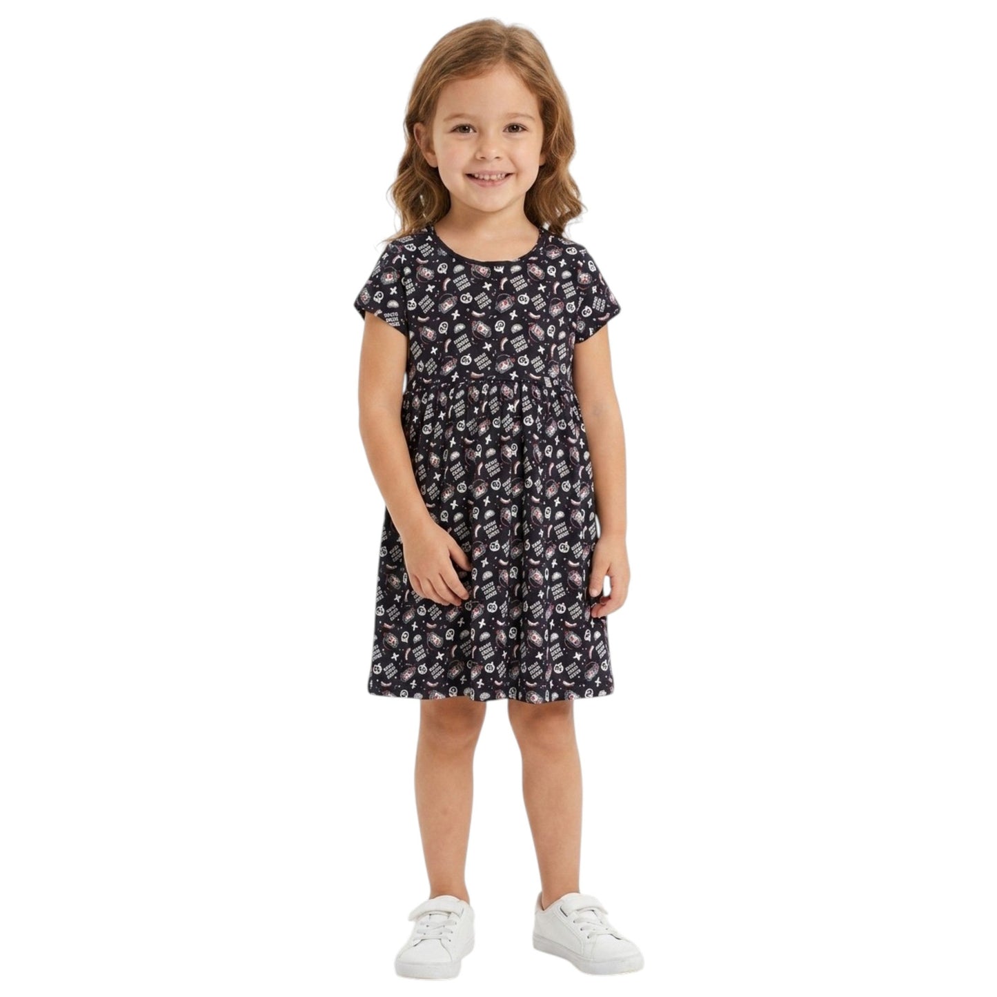 Kids Girl's Printed Dress,Navy