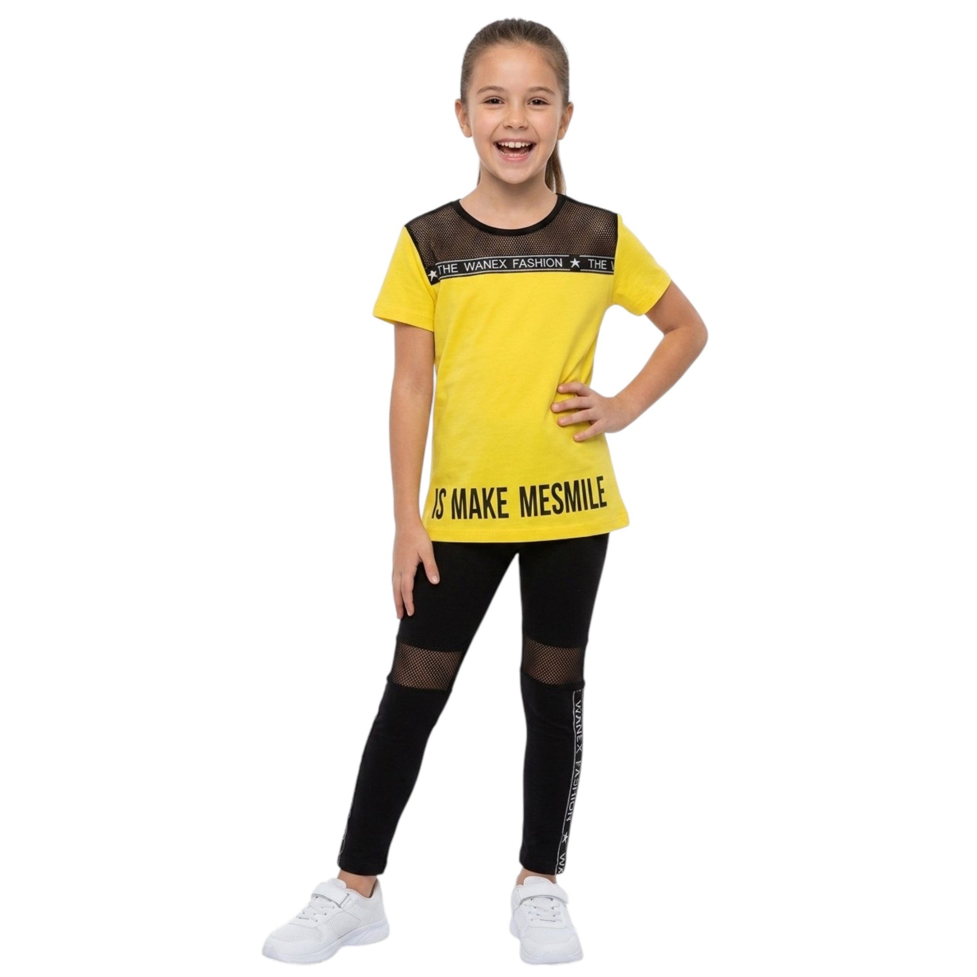 Kids Girl's Printed Set,Yellow/Black