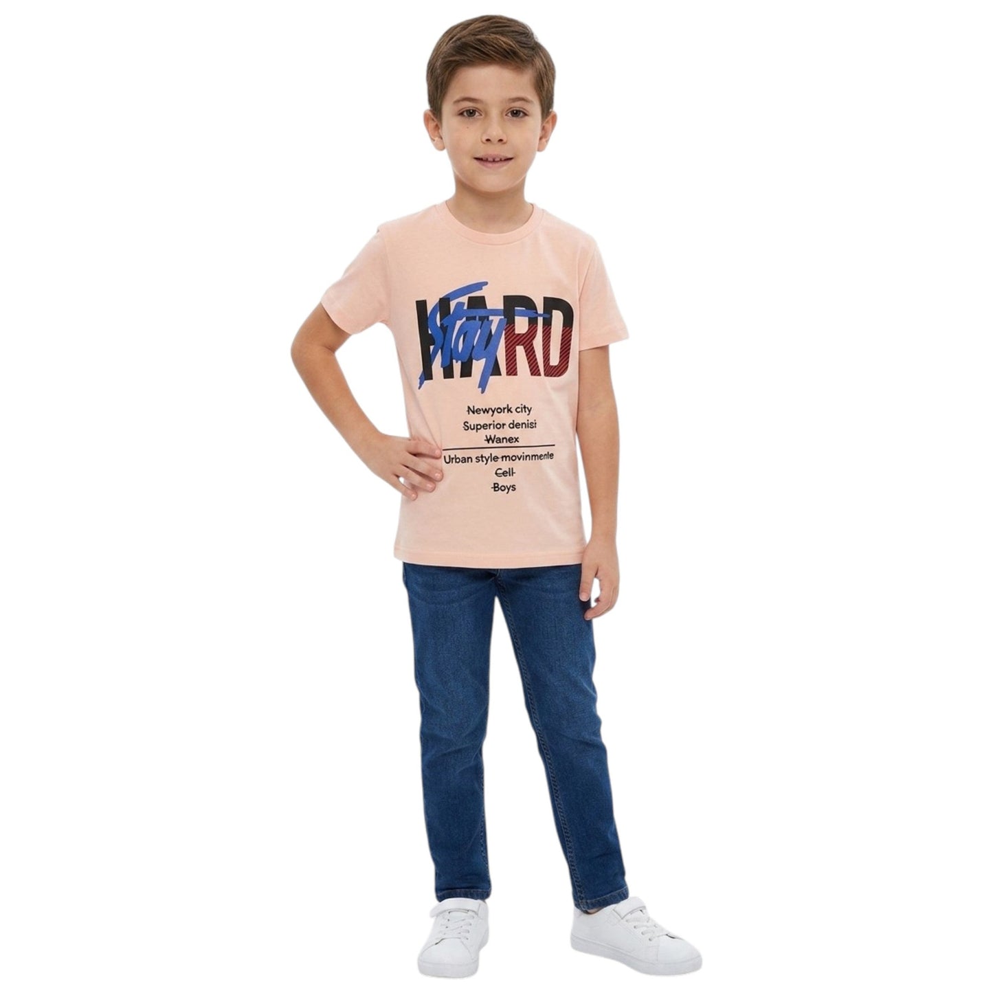 Kids Boy's Printed Top,Light Apricot