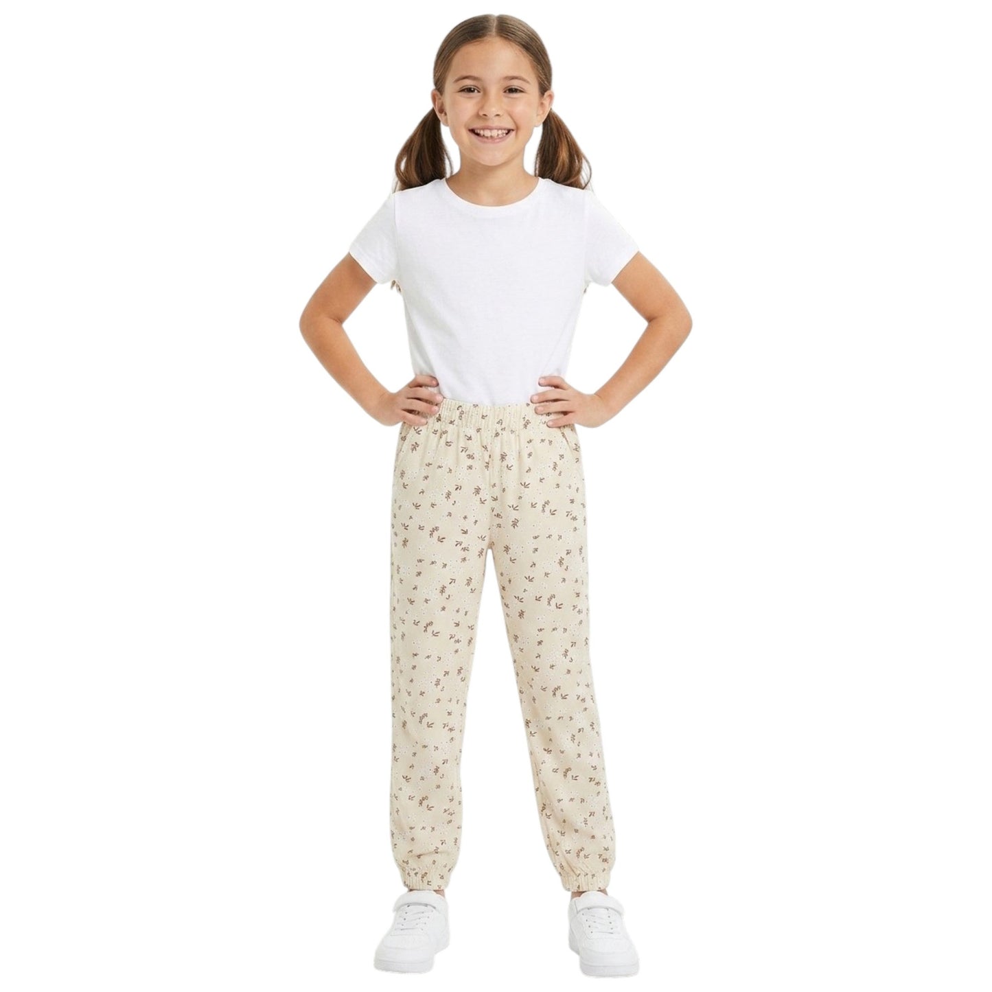 Kids Girl's Printed Pant,Light Beige