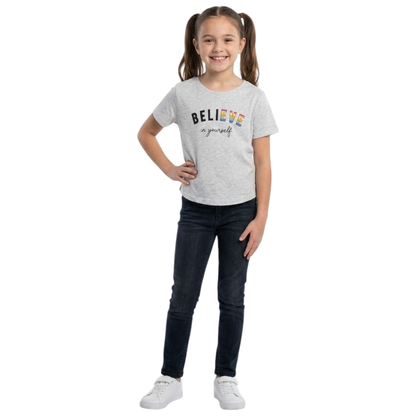 Kids Girl's Printed Top,Light Grey