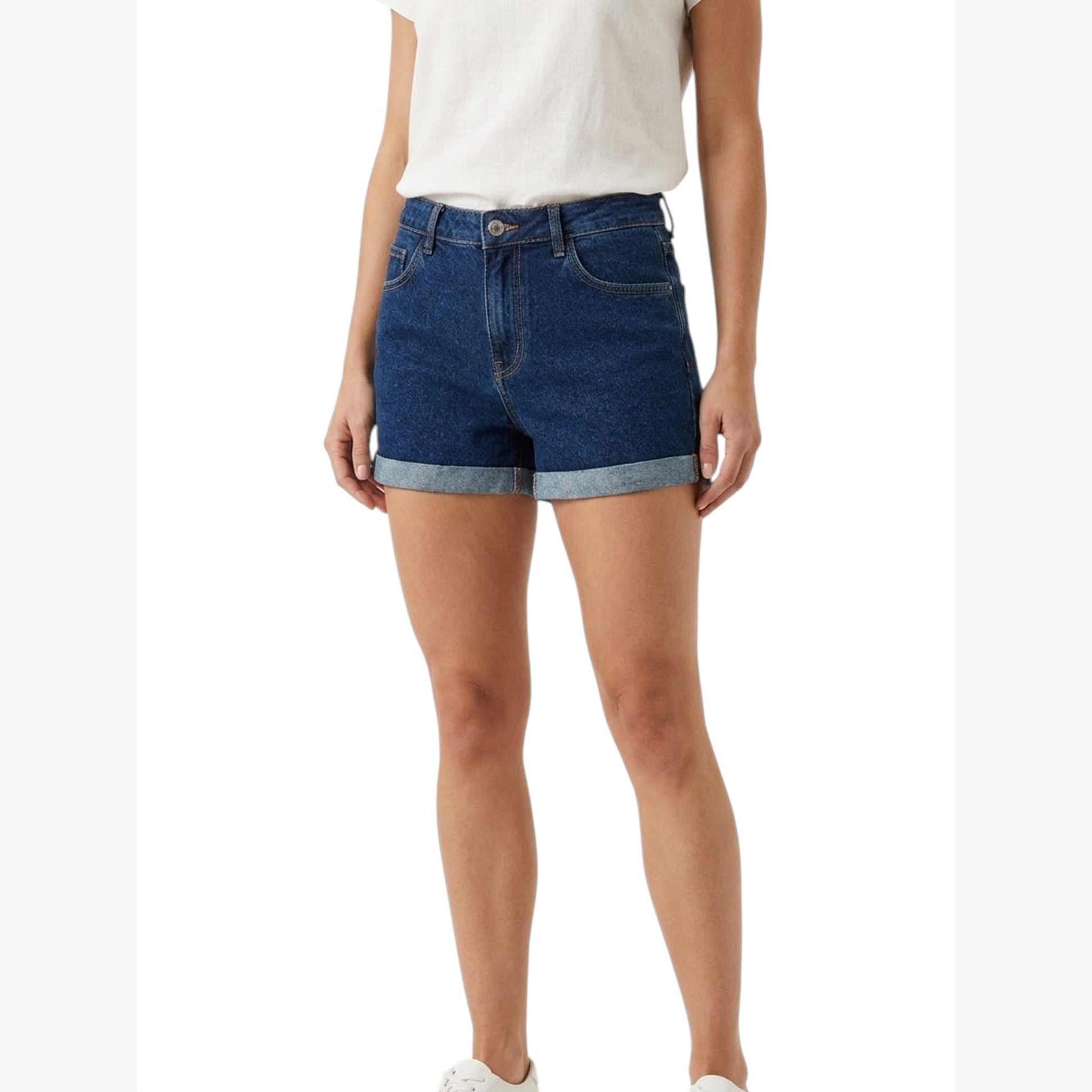 Women's Plain Solid Jeans Short,Navy