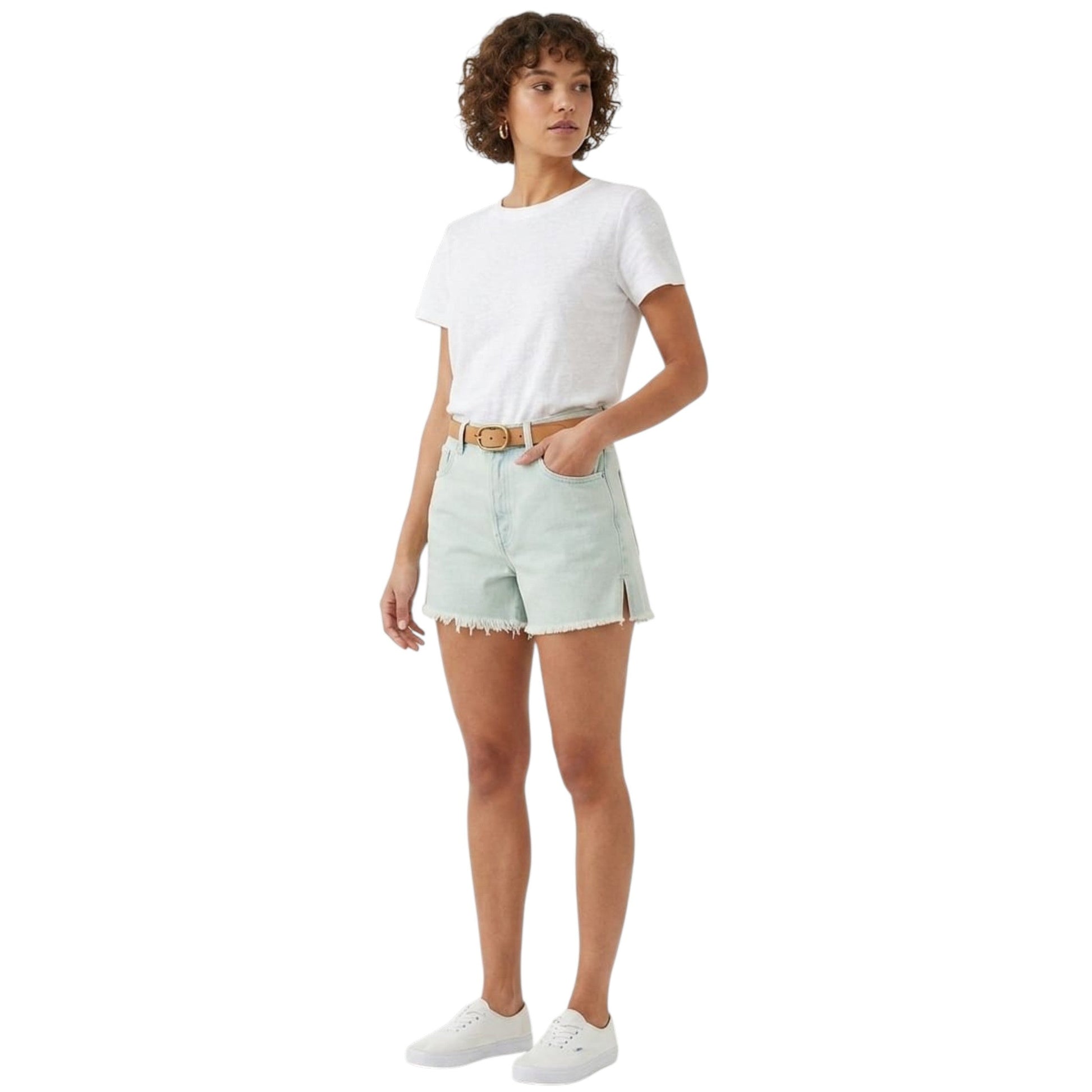 Women's Plain Solid Jeans Short,Light Blue