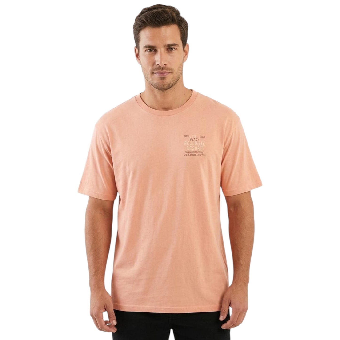 Men's Printed Back Top,Coral