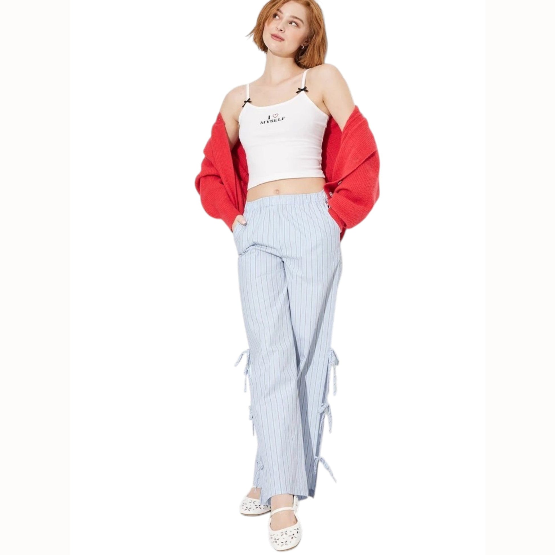 Women's Stripped Pant,Light Blue