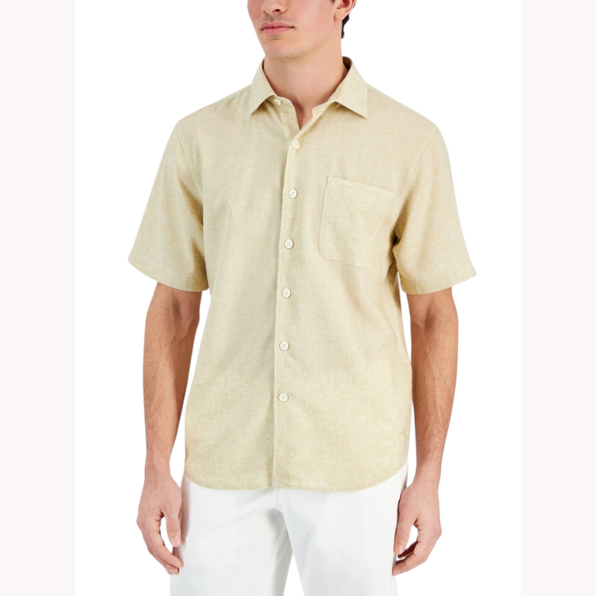 Men's Plain Dress Shirt,Beige