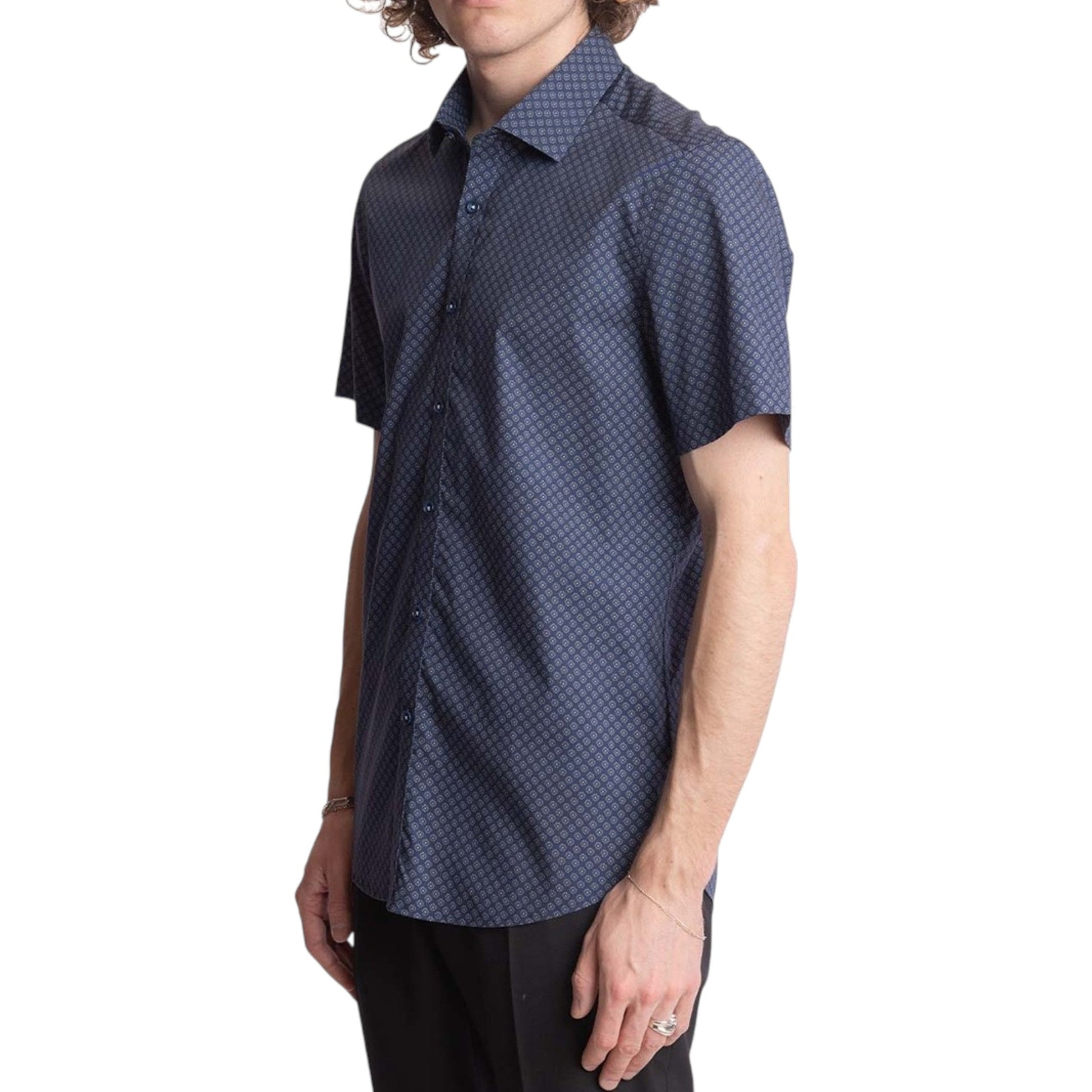 Men's Printed Dress Shirt,Navy