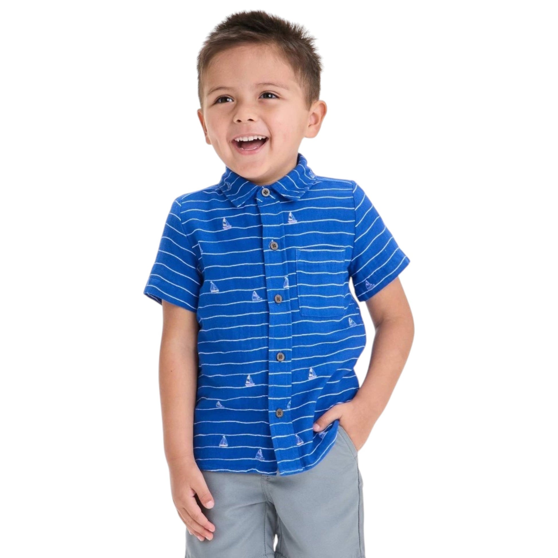 Kids Boy's Striped Shirt,Navy Blue