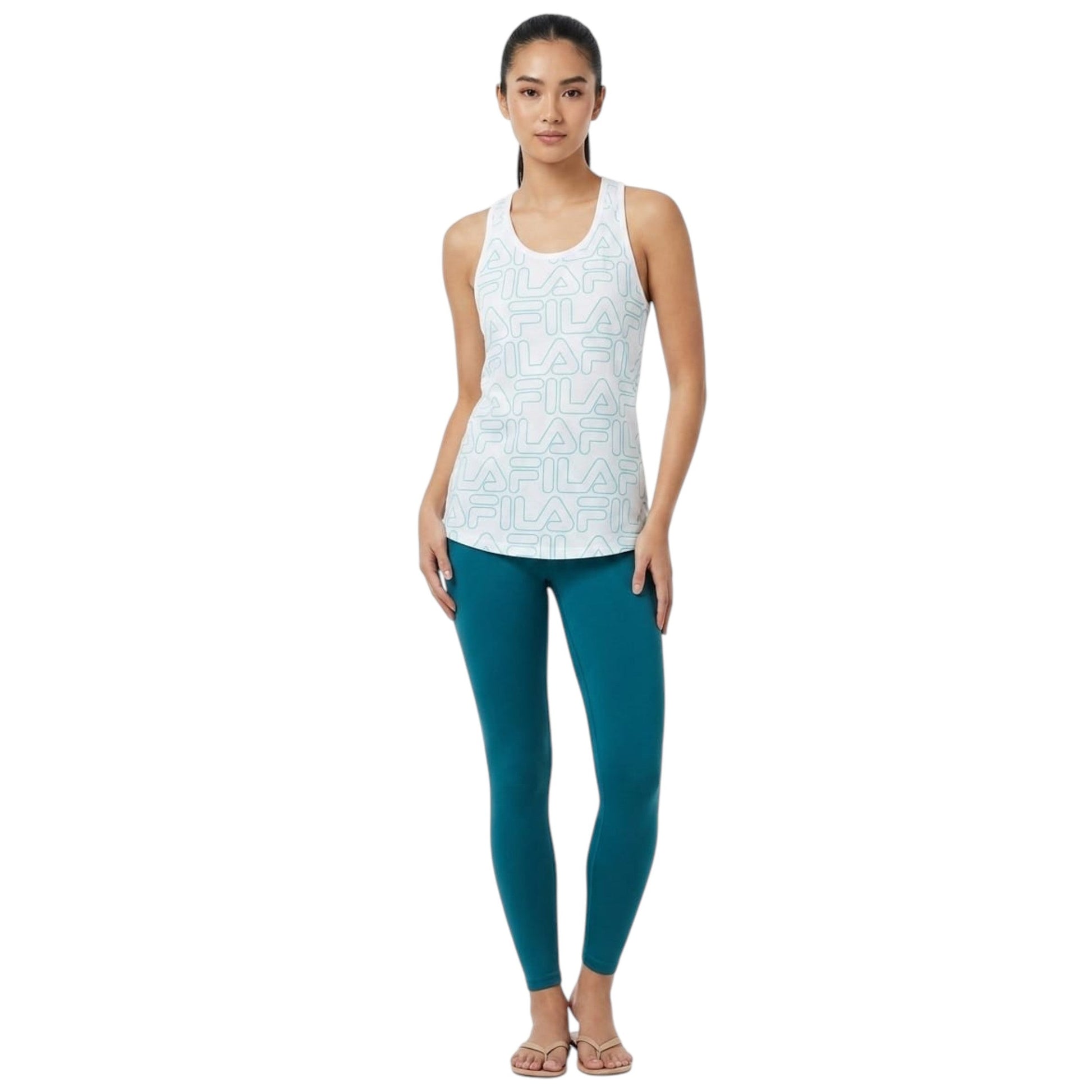Women's Brand Logo Printed Sport Top,White