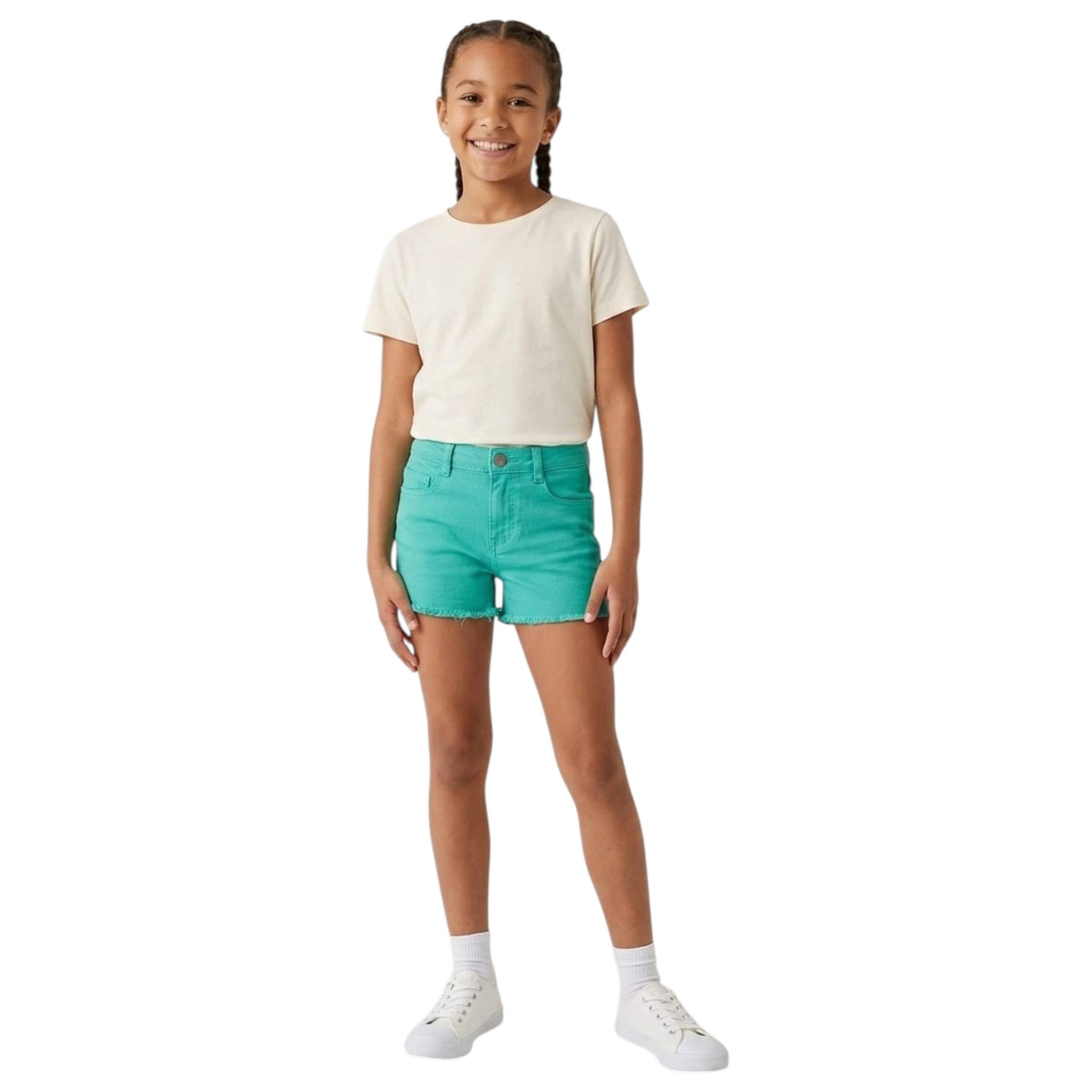 Kids Girl's Plain Solid Short,Dark Turquoise