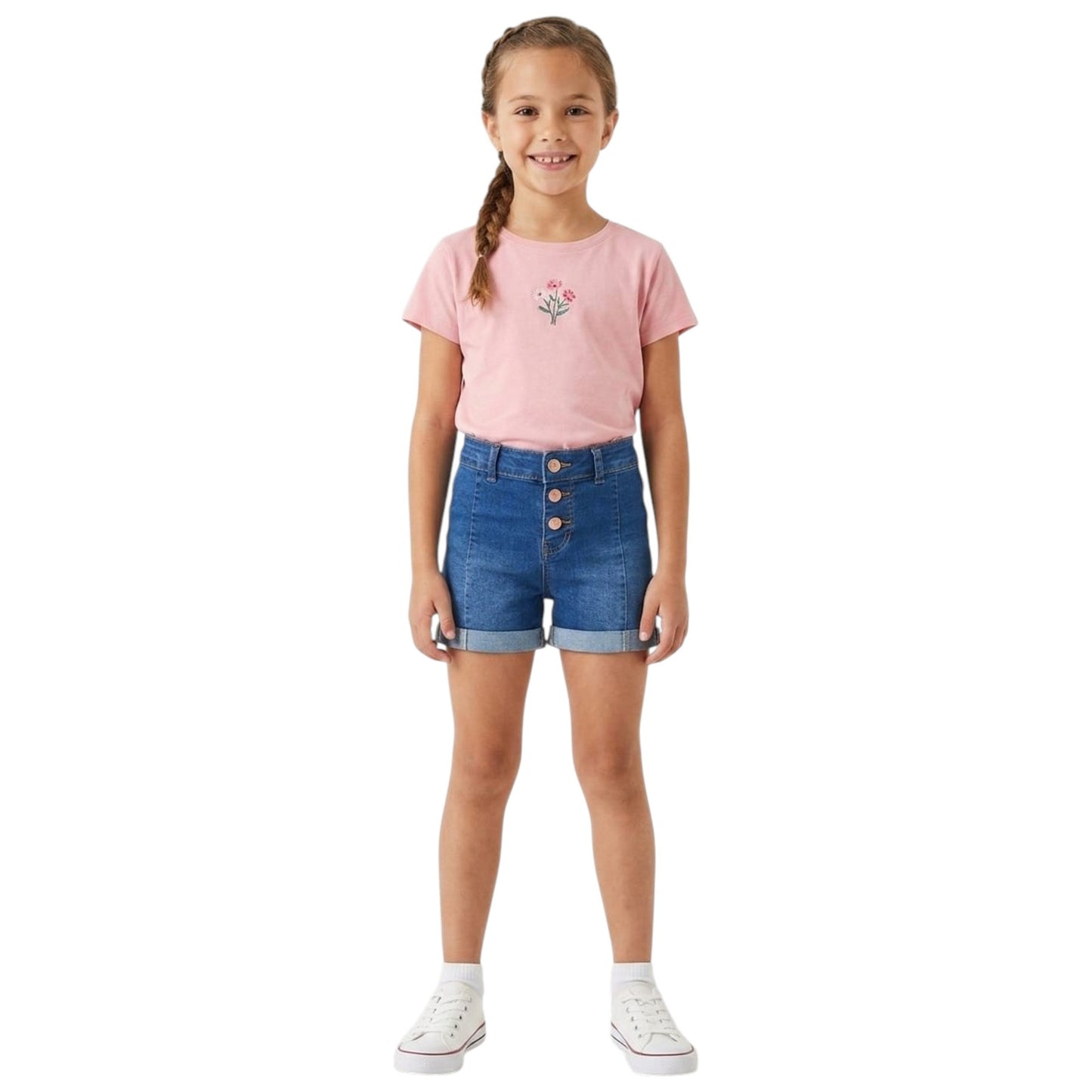 Kids Girl's Plain Jeans Short,Navy