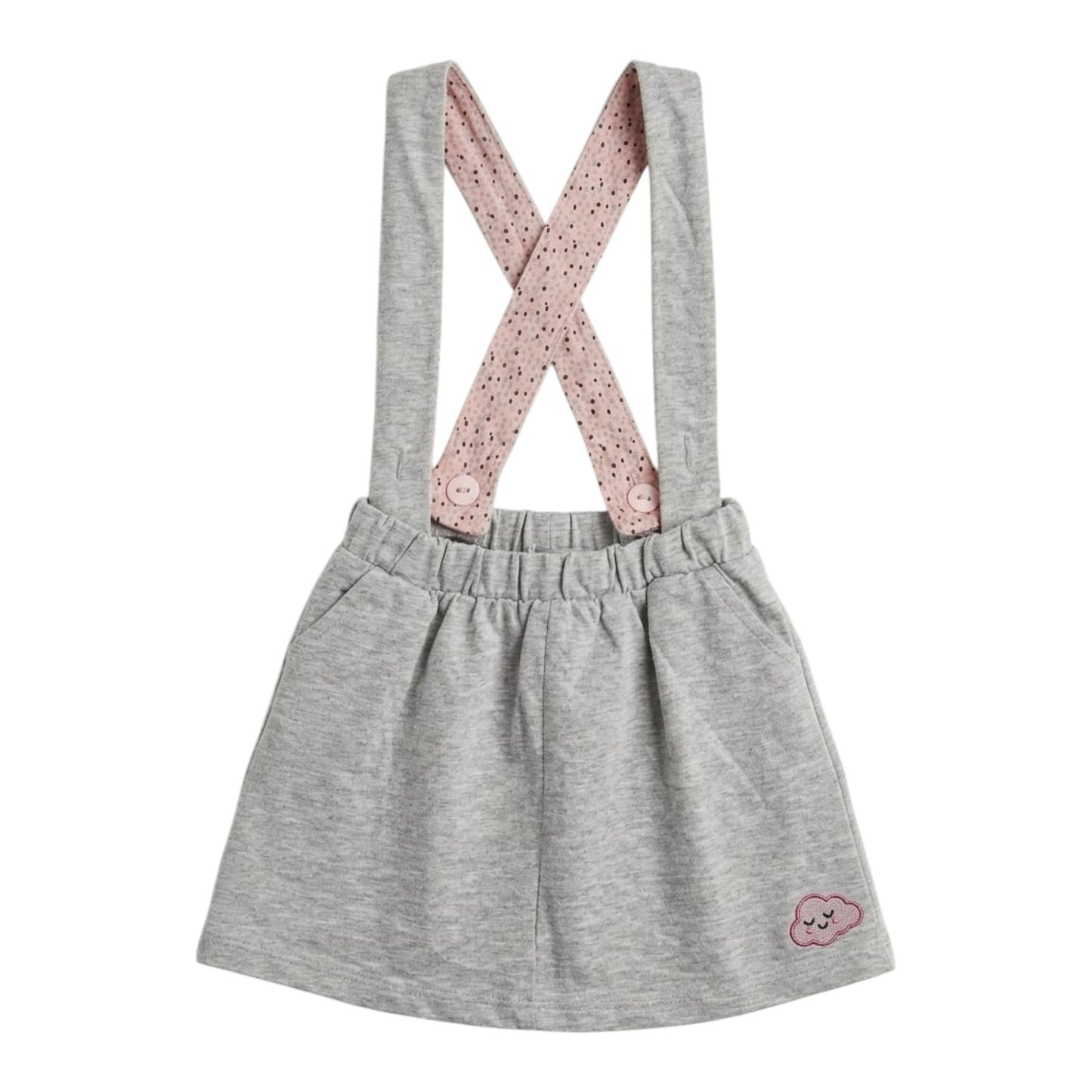 Kids Girl's Plain Skirt&Adjustable Straps,Light Grey