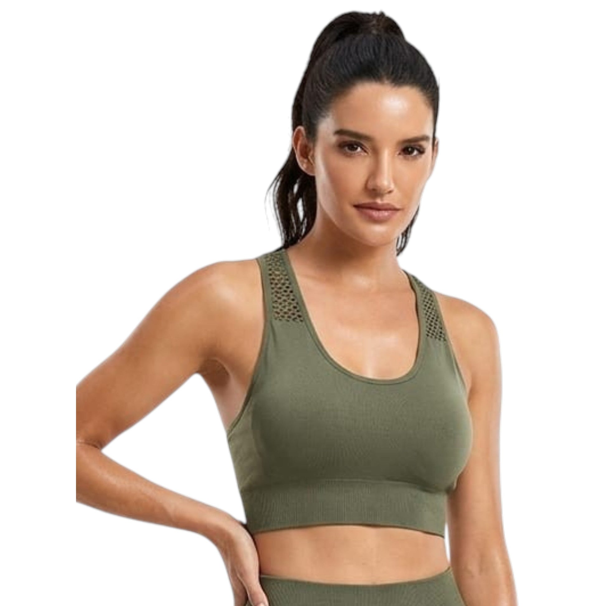 Women's Textured Sport Bra,Olive
