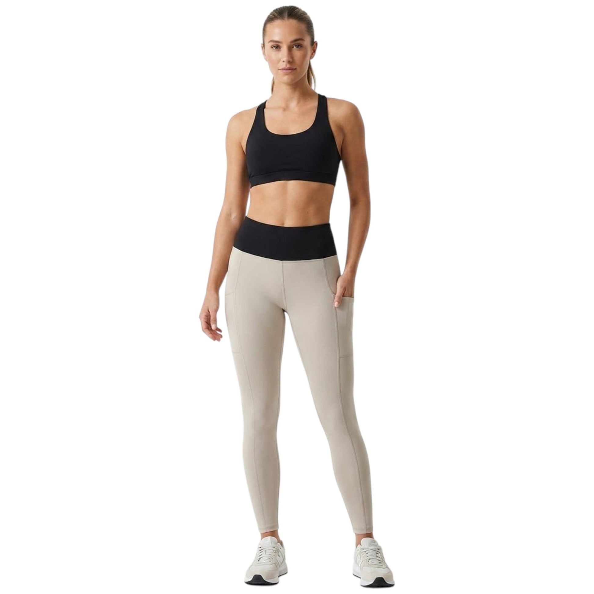 Women's Colorblocked Legging,Beige