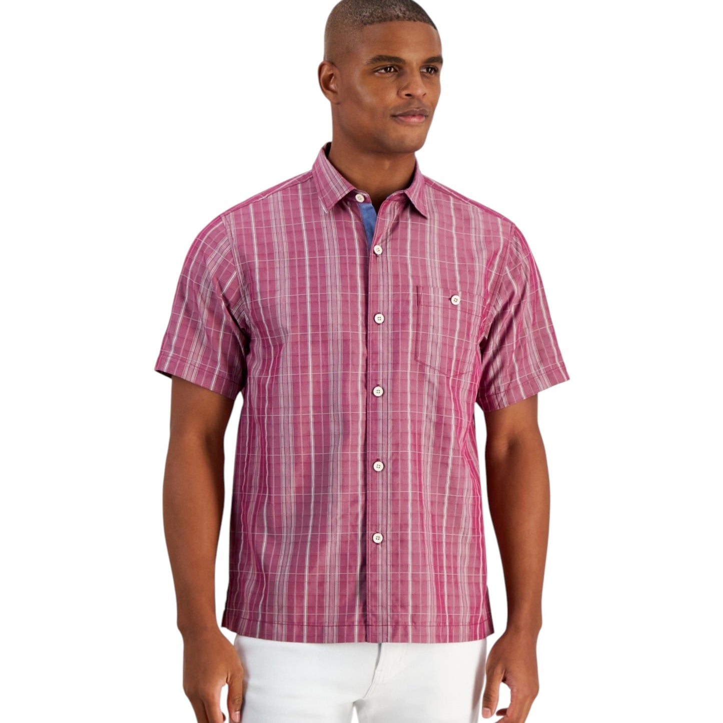 Men's Plaid Dress Shirt,Dusty Burgundy