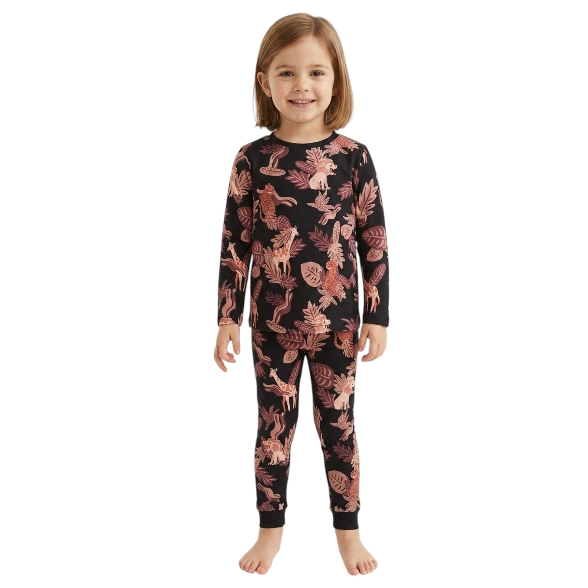 Kids Girl's Printed Pajama Set,Black