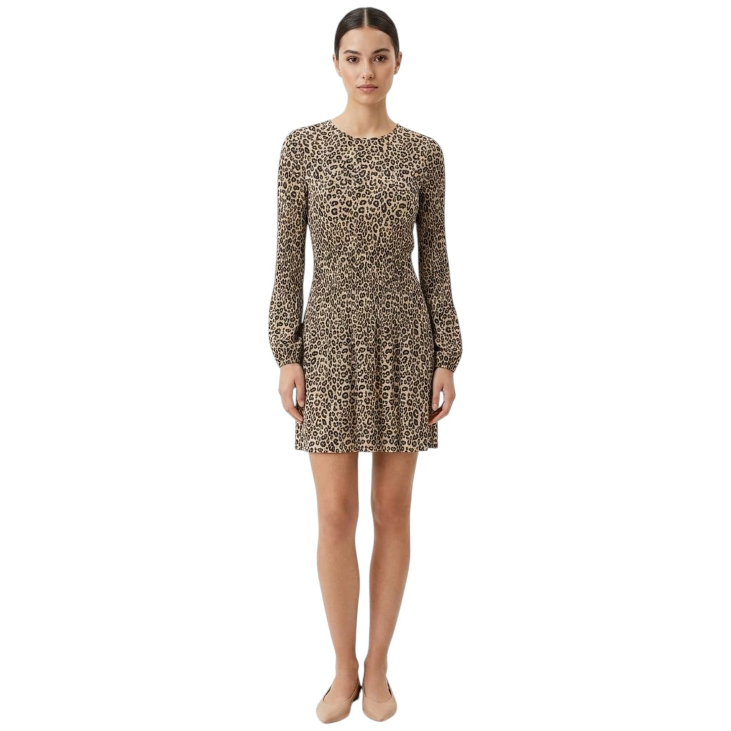 Women's Leopard Printed Dress,Beige
