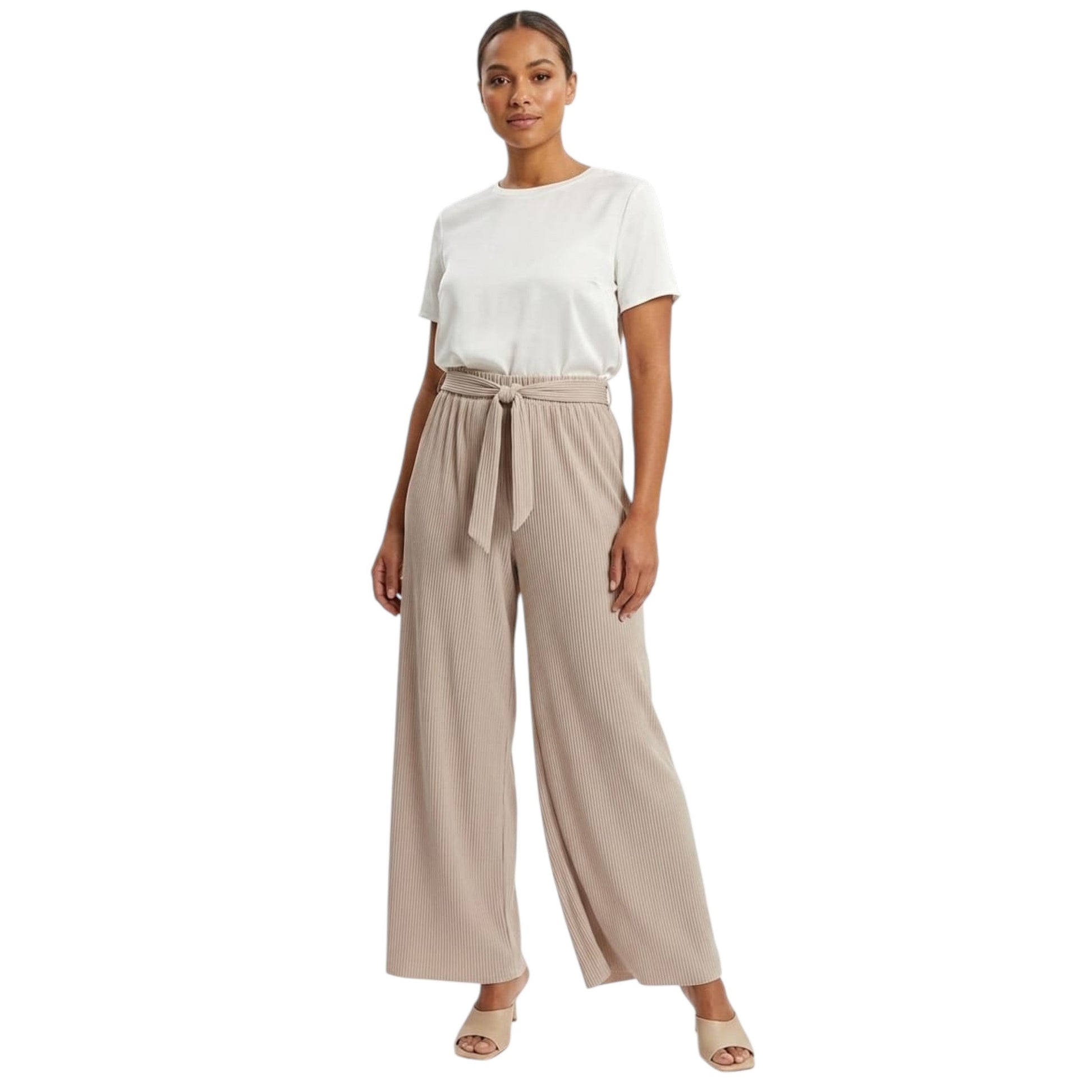 Women's Pleated Pant,Beige