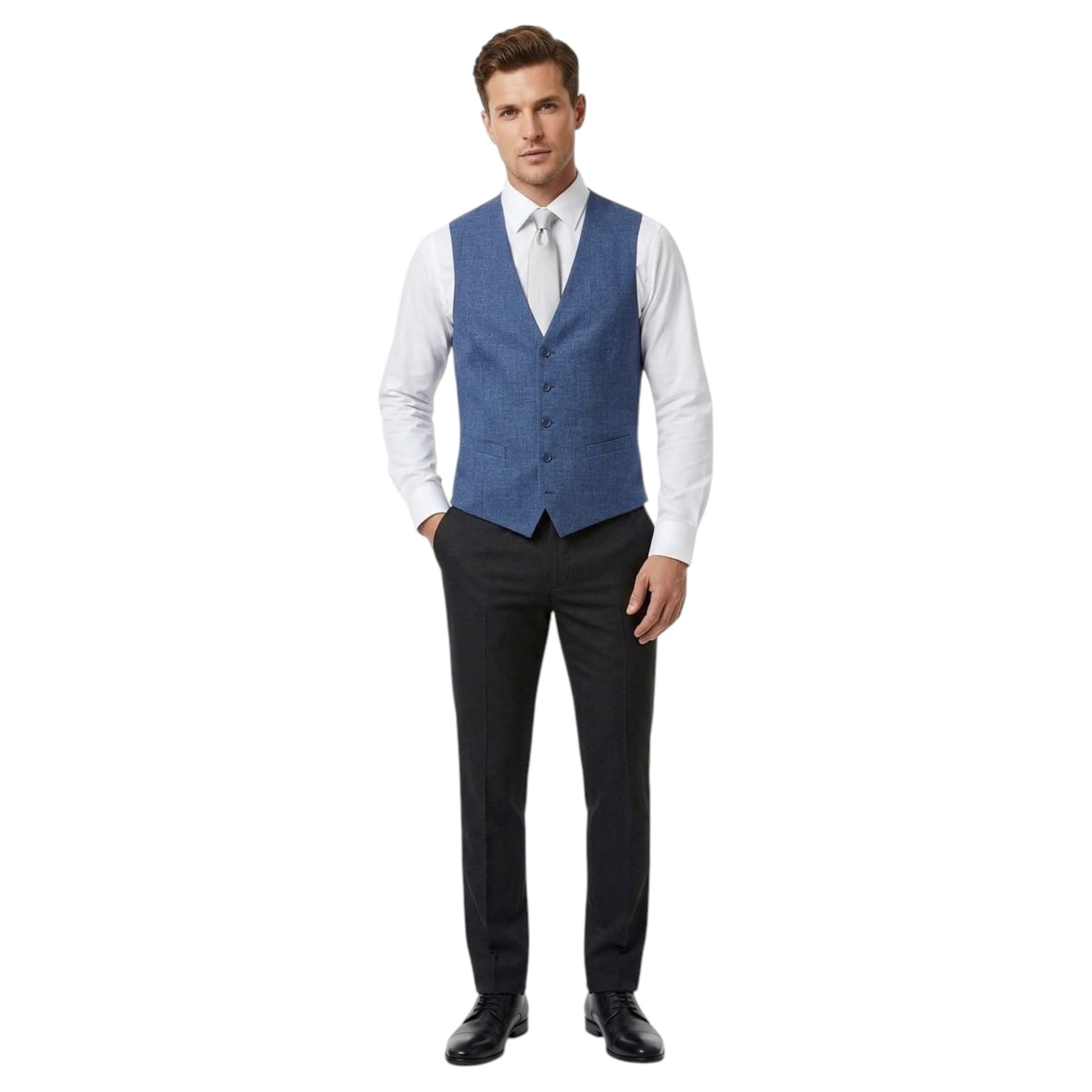 Men's Plain Solid Vest,Light Navy