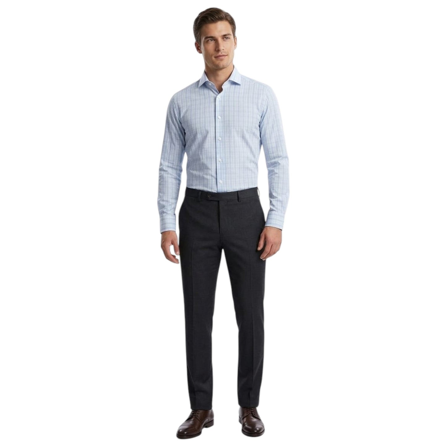 Men's Plaid Dress Shirt,Light Blue