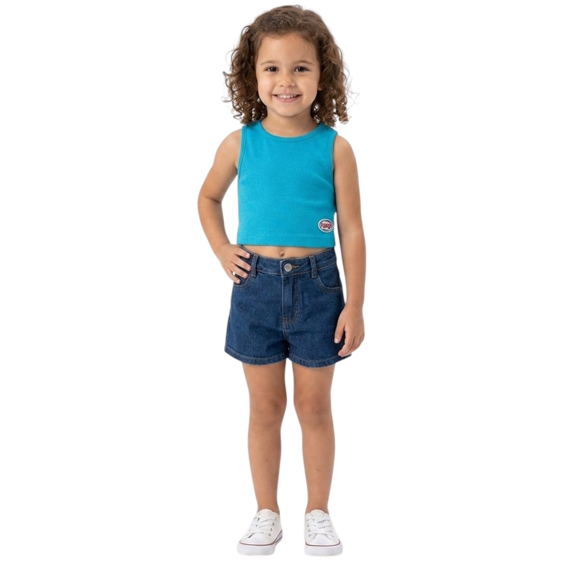 Kids Girl's Ribbed Crop Top,Blue