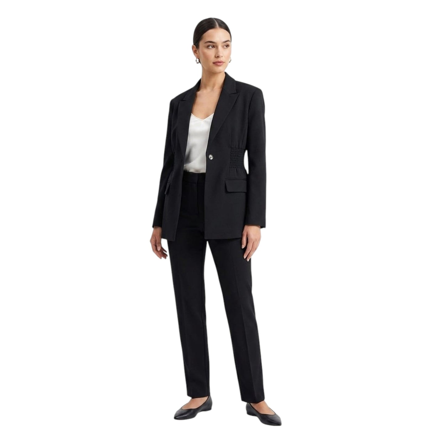 Women's Smocked Blazer,Black