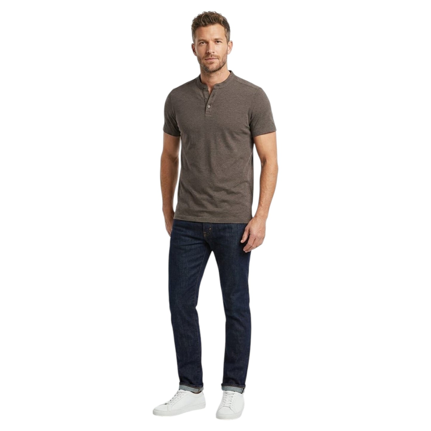 Men's Plain Solid Top,Light Brown