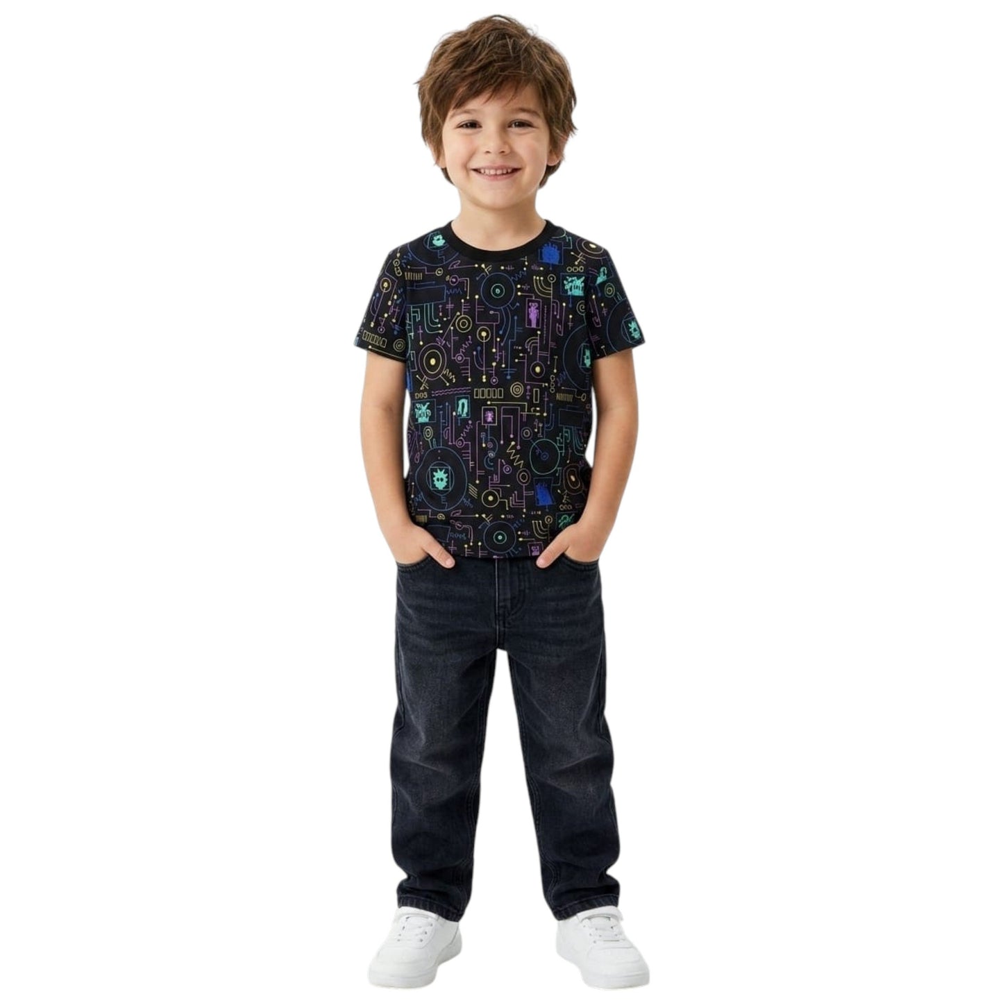 Kids Boy's Printed Top,Black