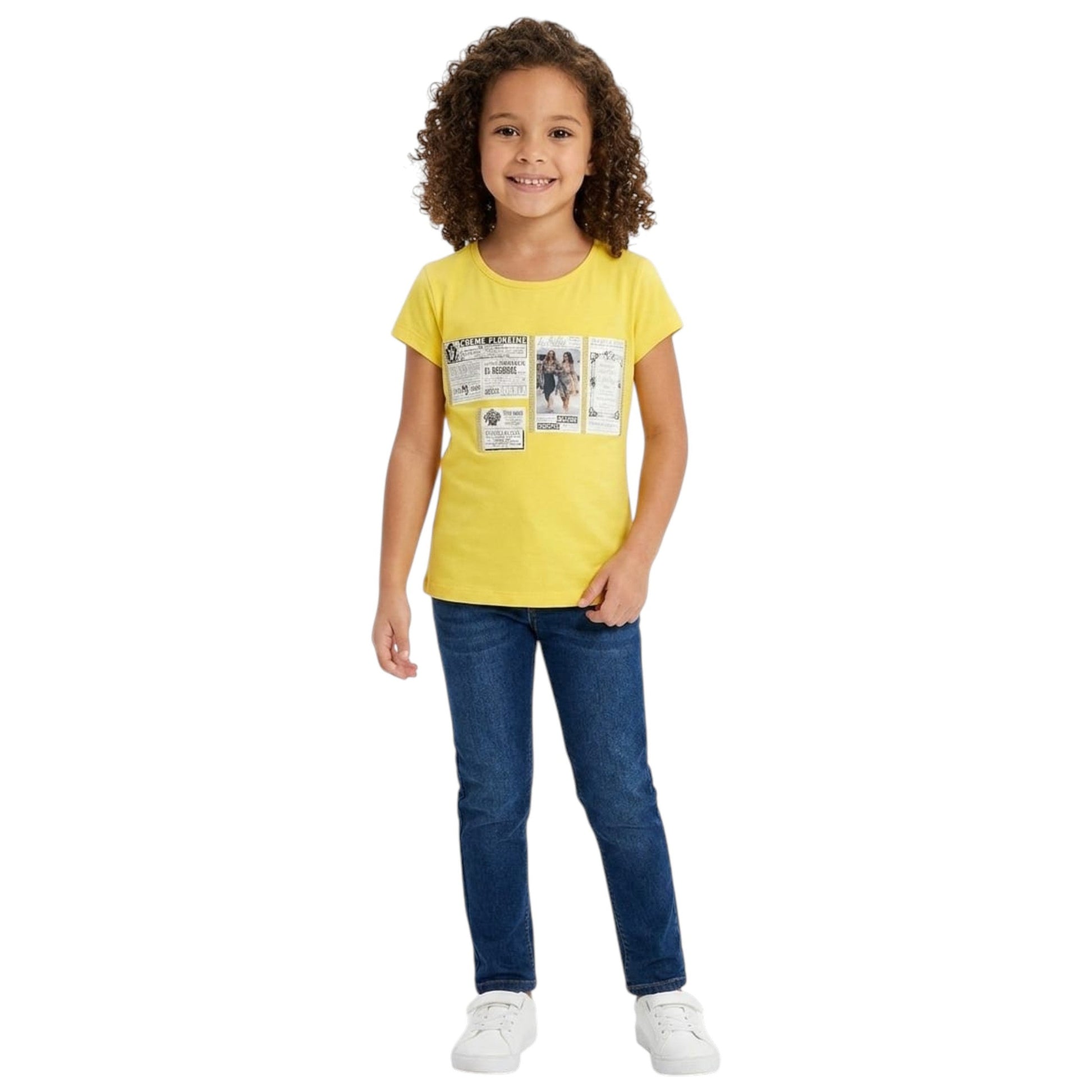Kids Girl's Printed Top,Yellow