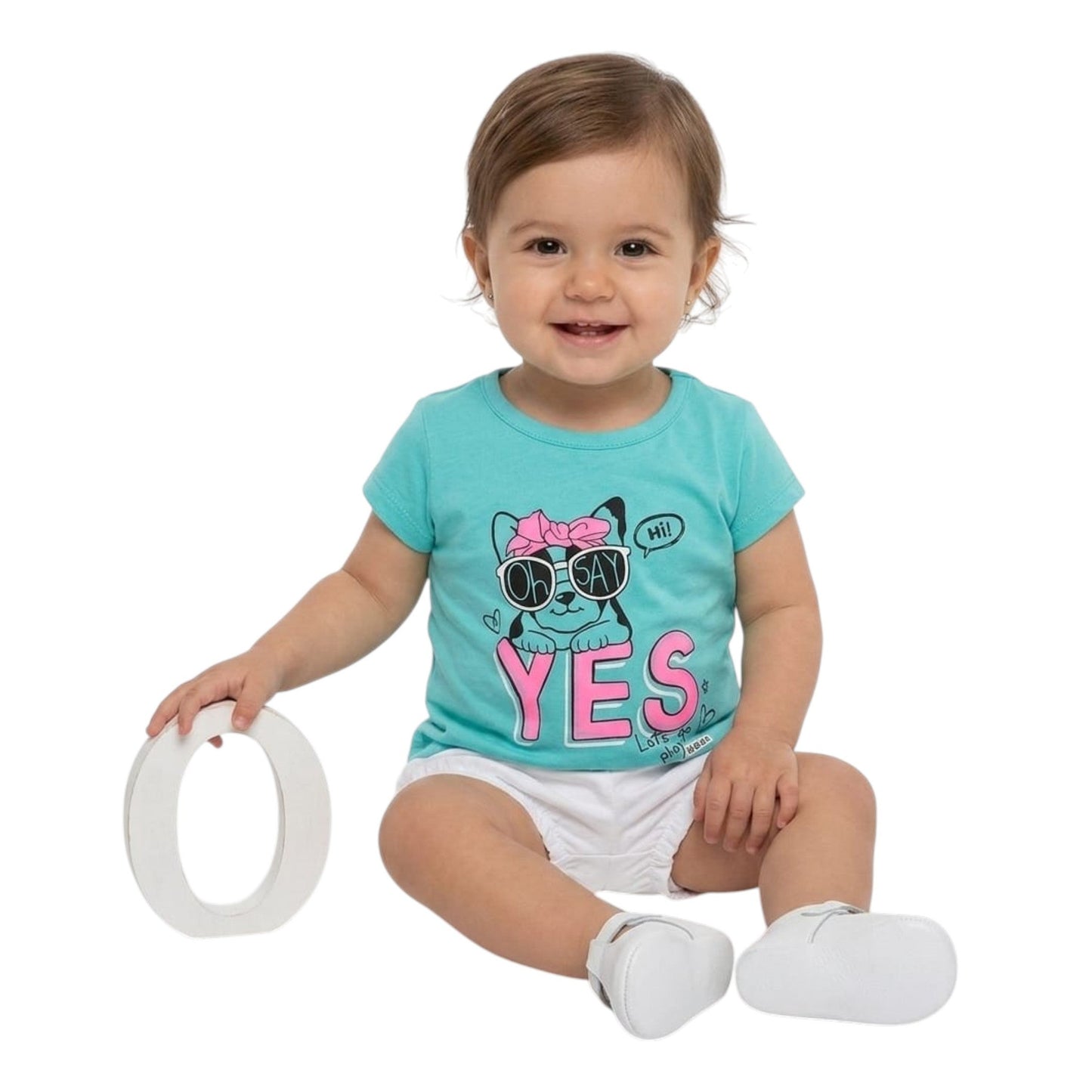 Kids Girl's Graphic Printed Top,Light Blue