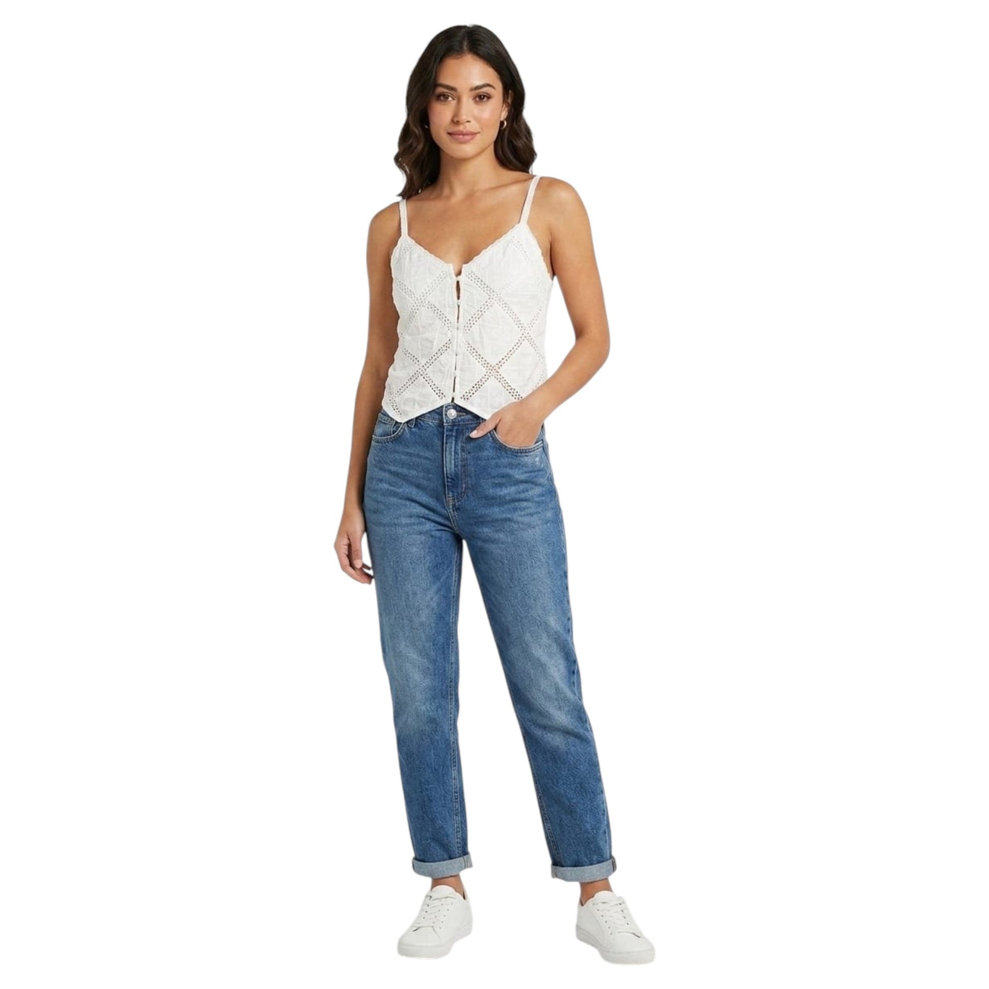 Women's Open Knitted Top,White