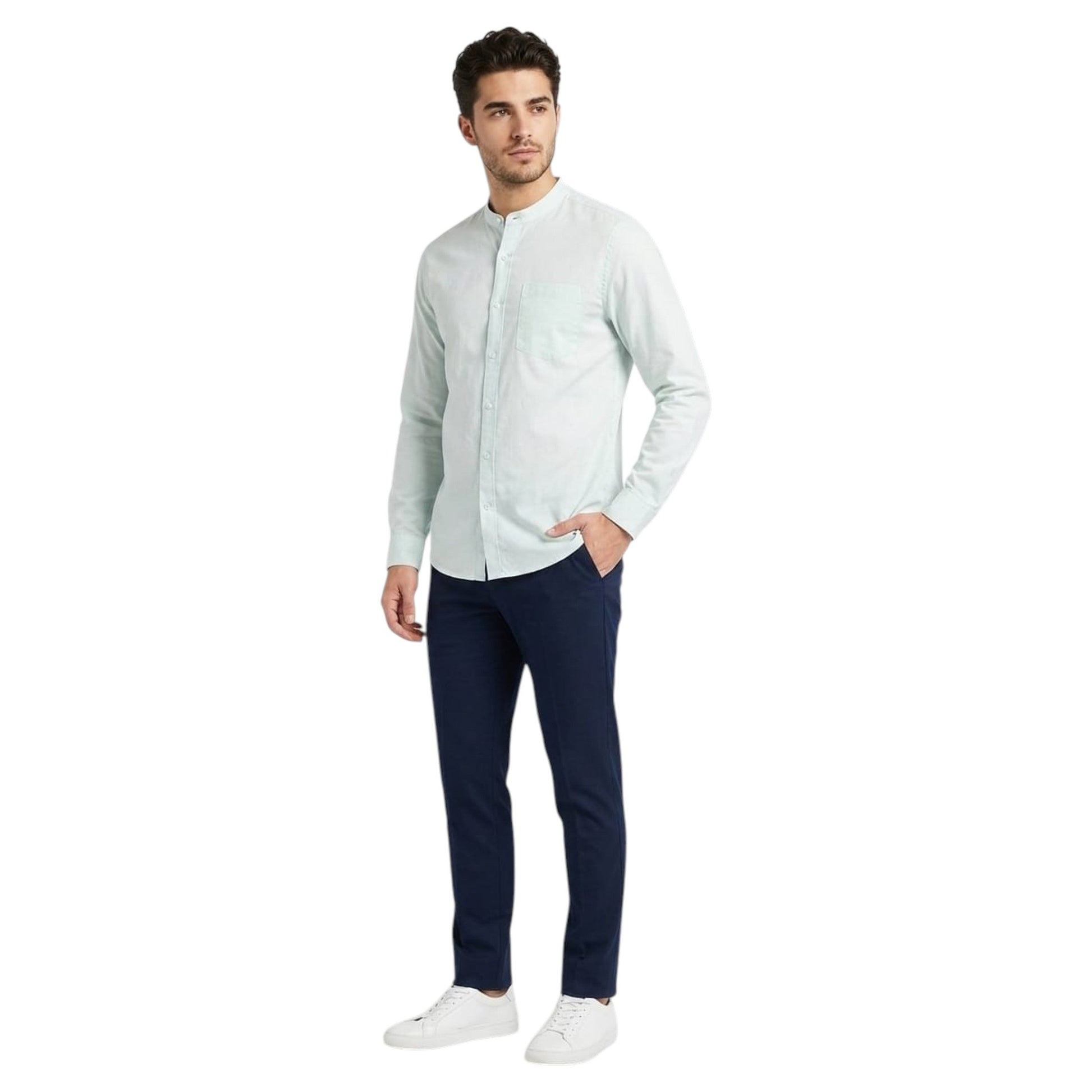 Men's Plain Solid Dress Shirt,Light Aqua