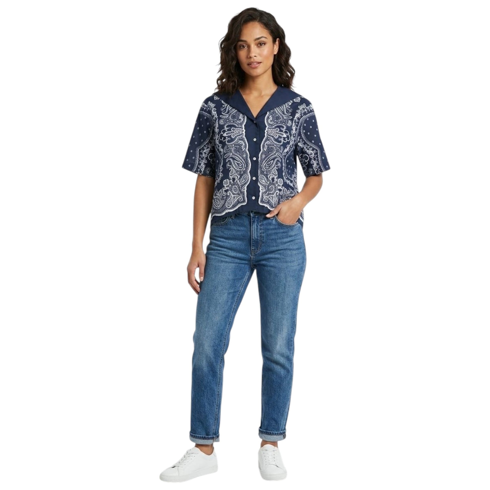 Women's Printed Chemise,Navy