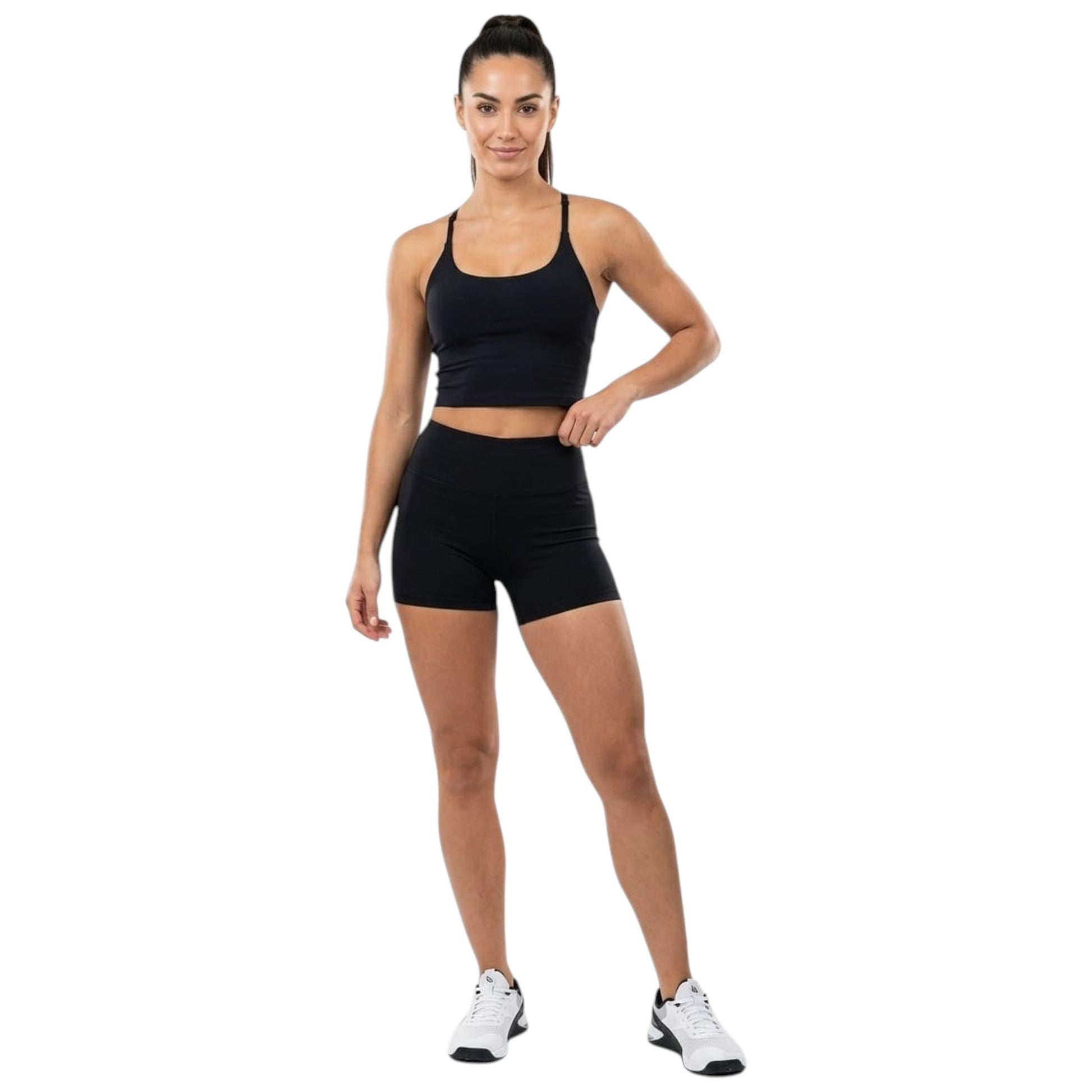 Women's Plain Sport Crop Top,Black