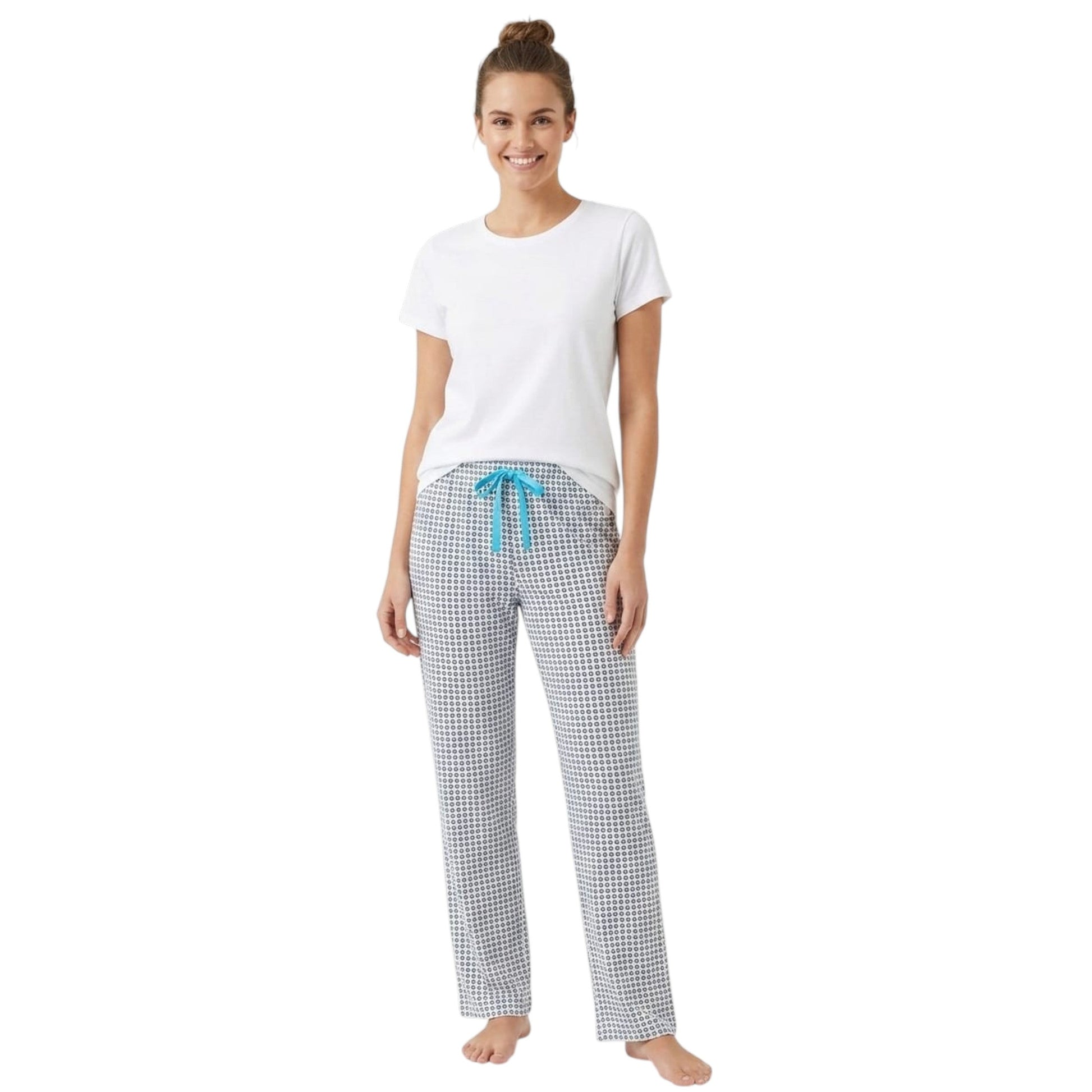 Women's Printed Sleepwear Pant,White