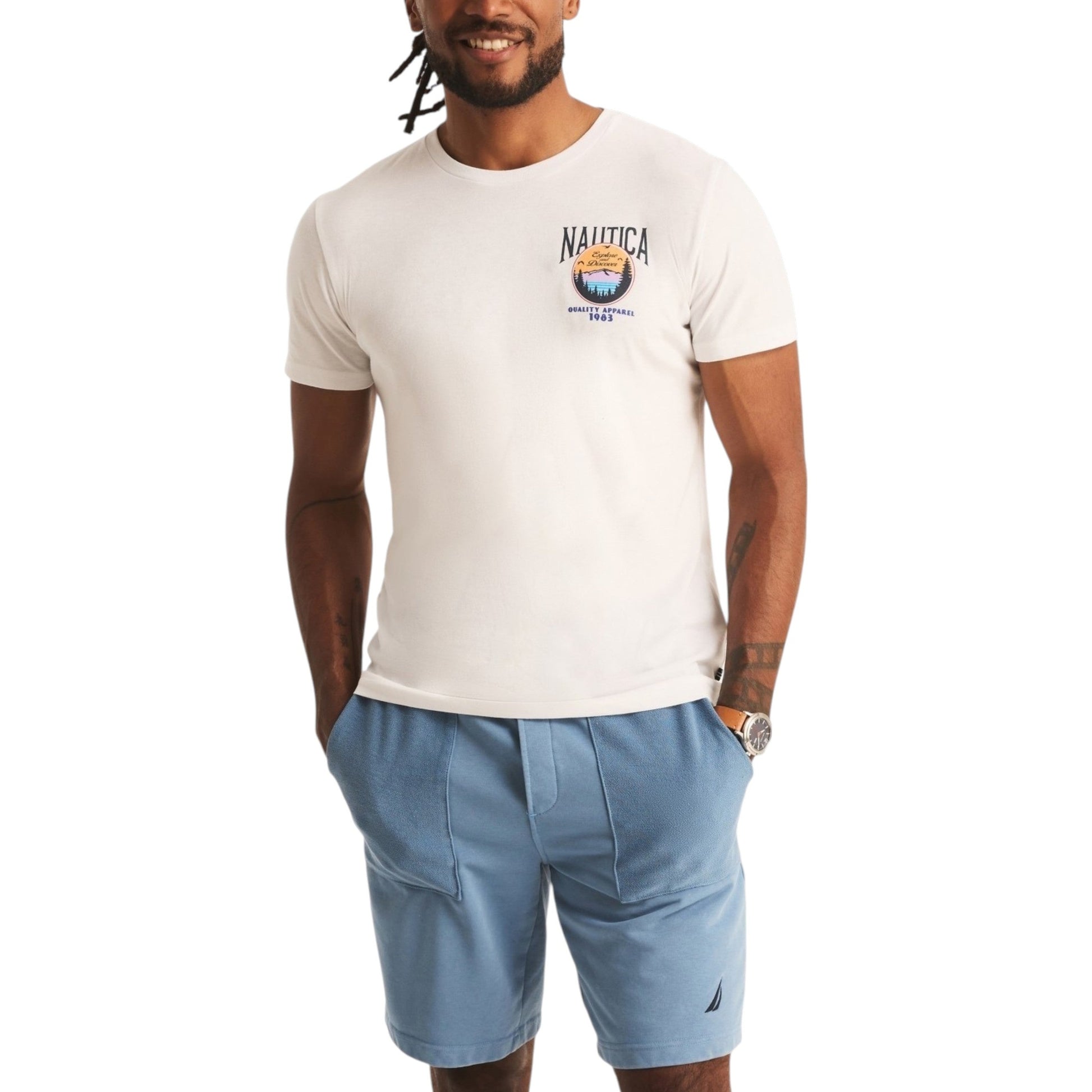 Men's Brand Logo Printed Back Top,White
